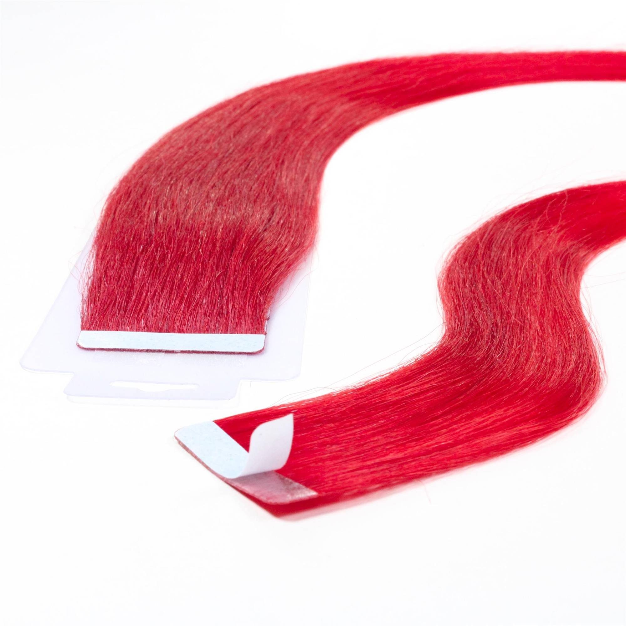 hair2heart Echthaar-Extension Tape Extensions glatt #0/44 Rot-Intensiv 40cm | Haarverlängerungen