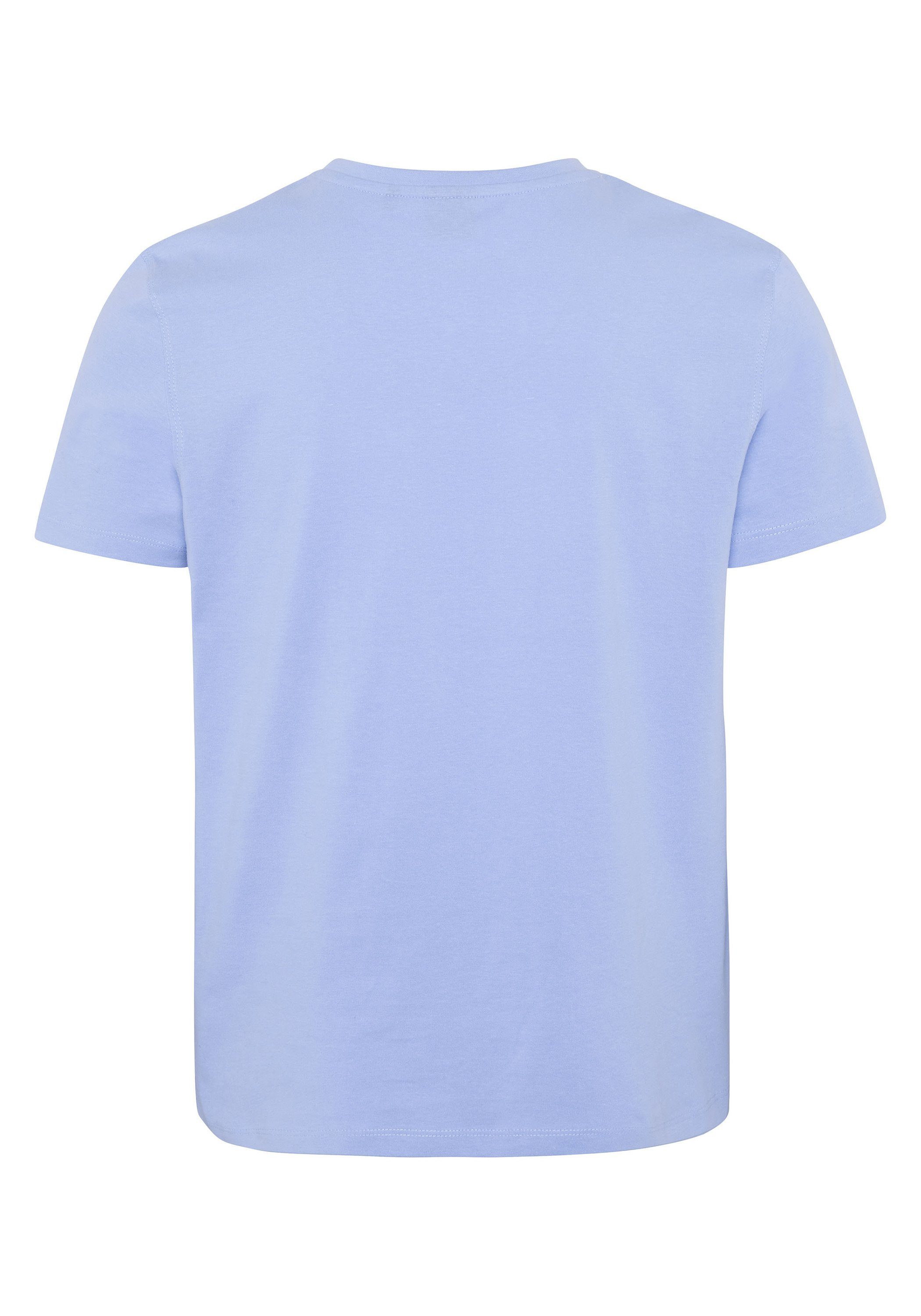 Polo Sylt Print-Shirt mit 16-3922 Brunnera Frontprint Neon Logo Blue