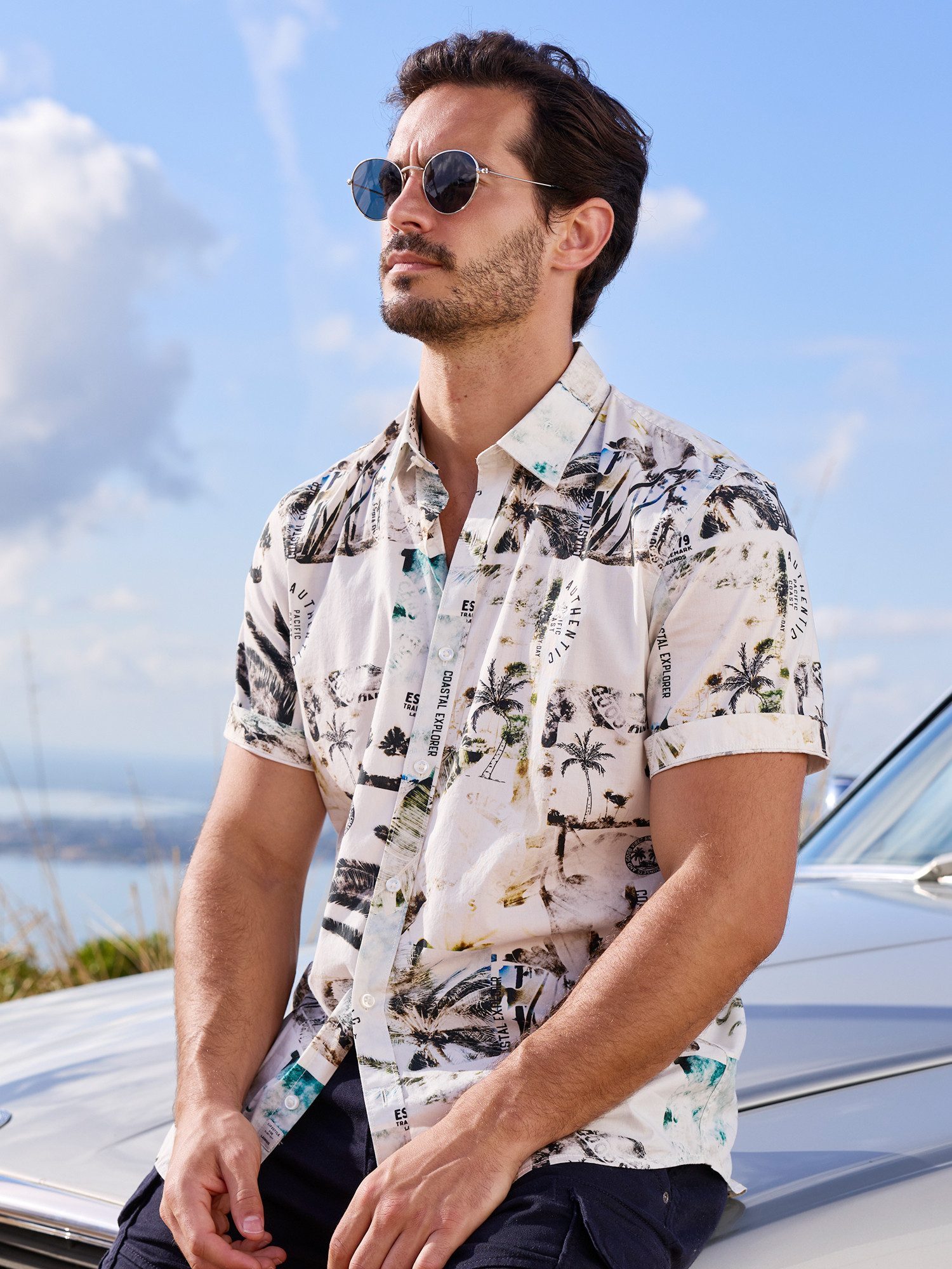 LERROS Kurzarmhemd Leichtes Kurzarmhemd im Hawaii-Look für kühlen Komfort