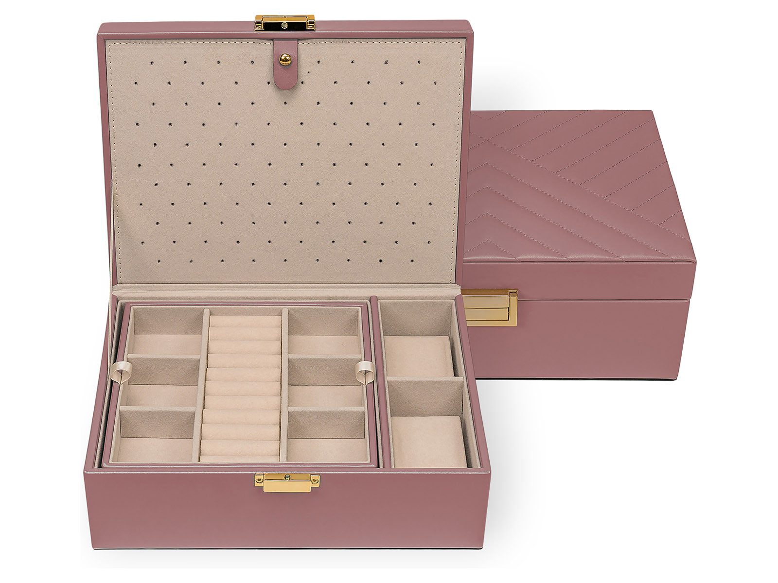 Joiessé Schmuckkoffer Charmbox groß mit Einsatz 5041 Lederimitat essentials Deckel abgestepp (Stück, 1 St., 1), mit Einsatz, Deckel abgesteppt