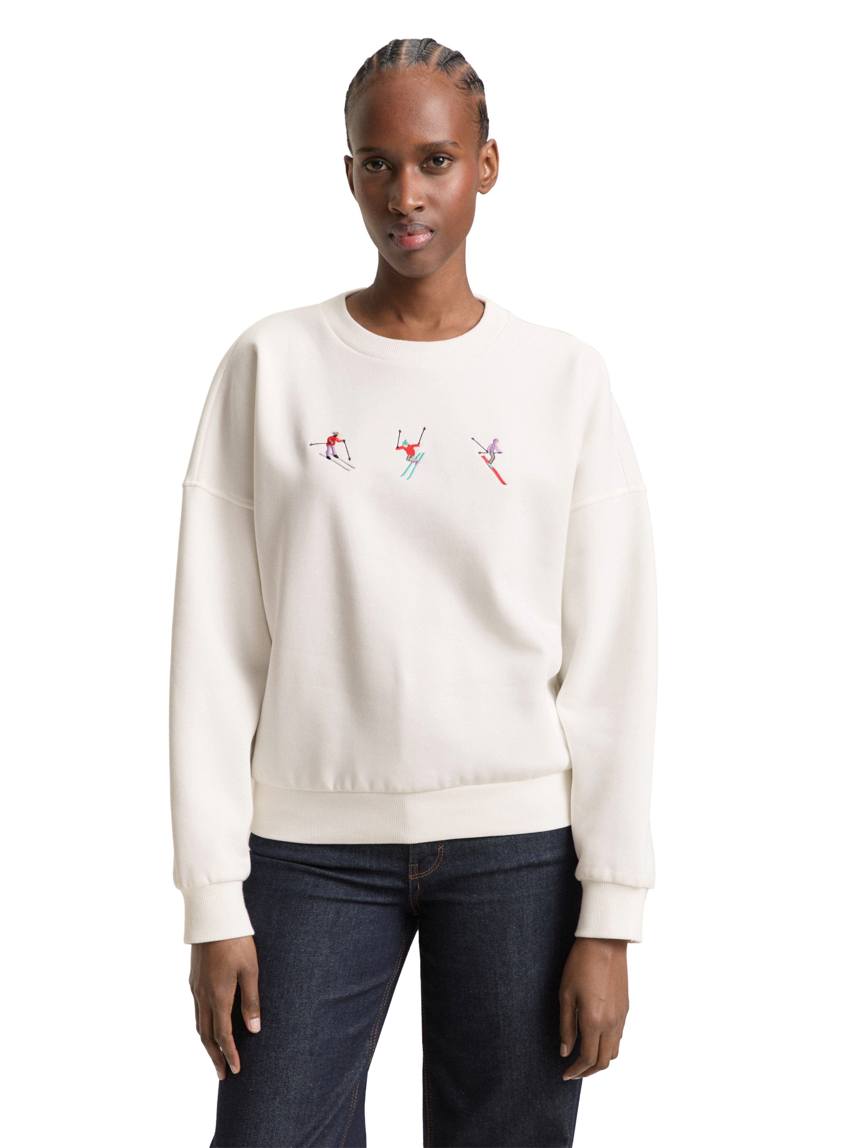 TOM TAILOR Denim Sweatshirt Rundhals, bequeme Passform, bedruckt günstig online kaufen