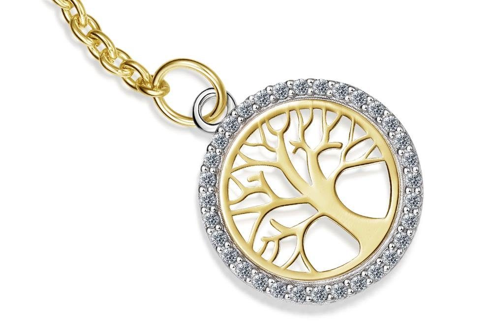 Silberkettenstore Fußkette Fußkette Erbse 1,8mm mit Lebensbaumanhänger -echt 585 Gold, Länge 23cm