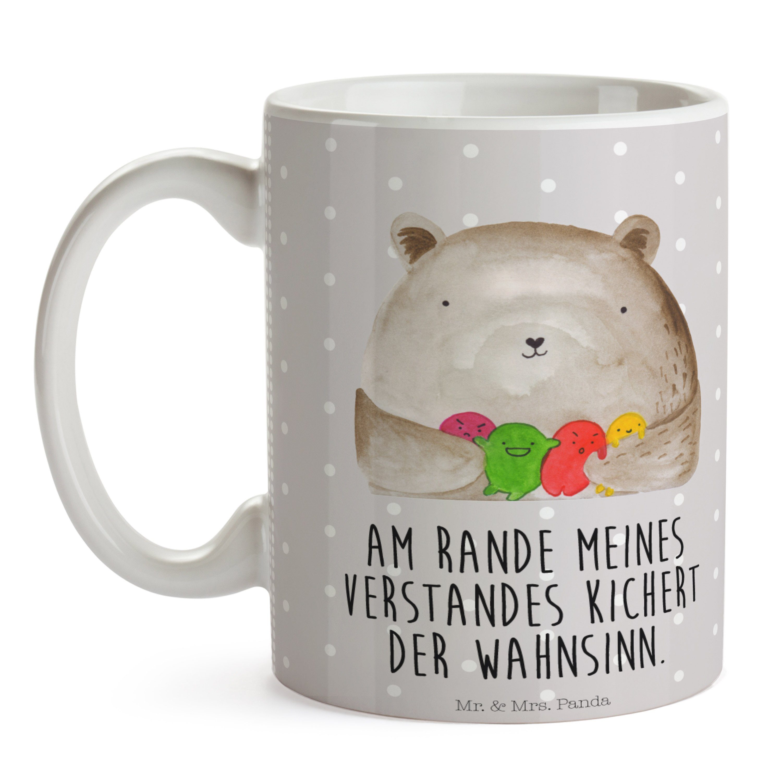 Teebecher, Teddy, - Geschenk, Mr. Panda Tasse - Gefühl & Pastell Grau Keramik Mrs. Bär Keramiktasse,