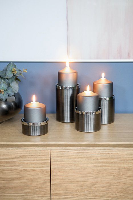 Design aus Weihnachtsdeko grau/silberfarben Kerzenhalter Fink im (1 Edelstahl, St), VITO, modernen