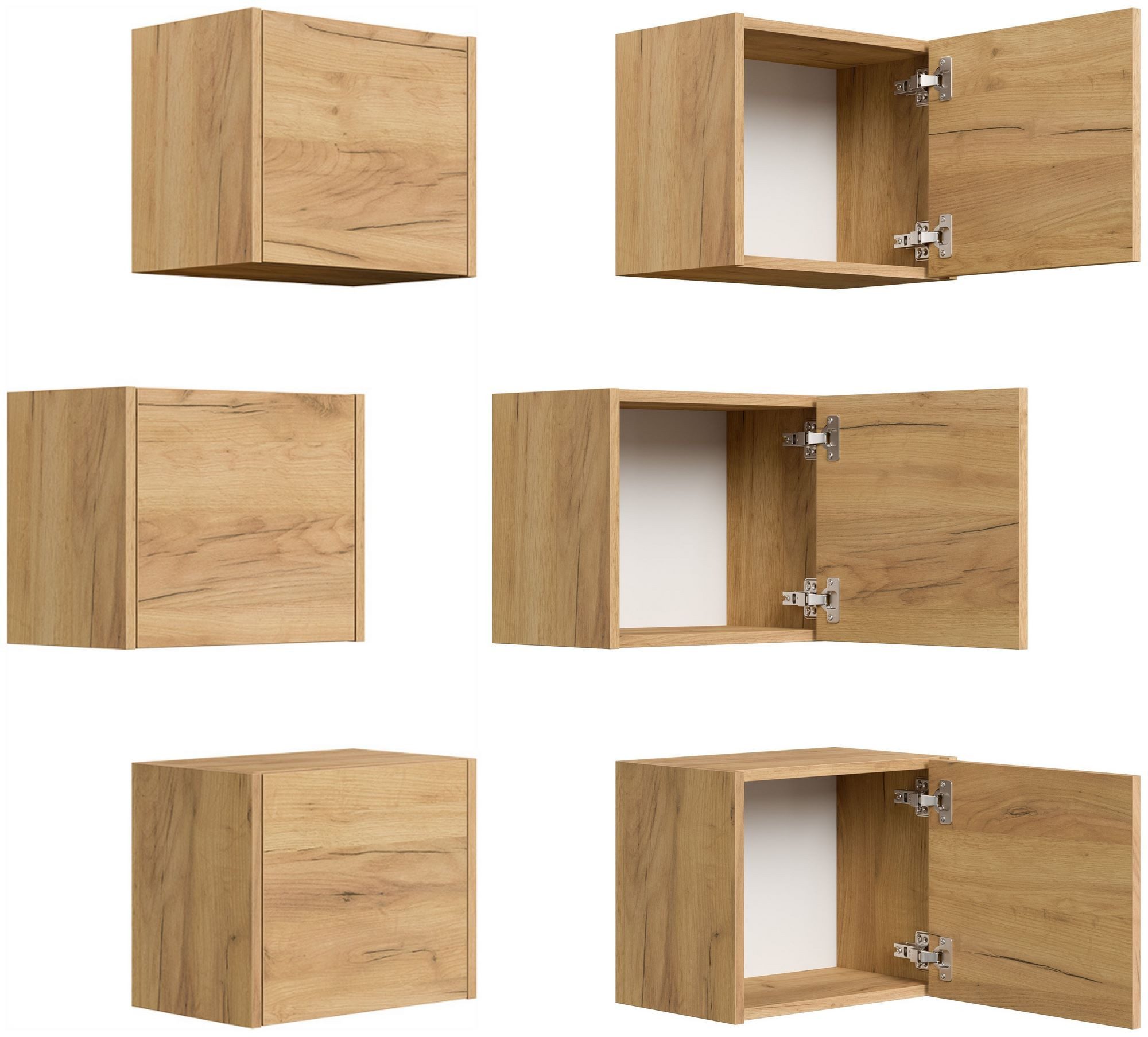 Posseik Hängeschrank Badschränke im 3er-Set "Limes" variable Montage Eiche Gold