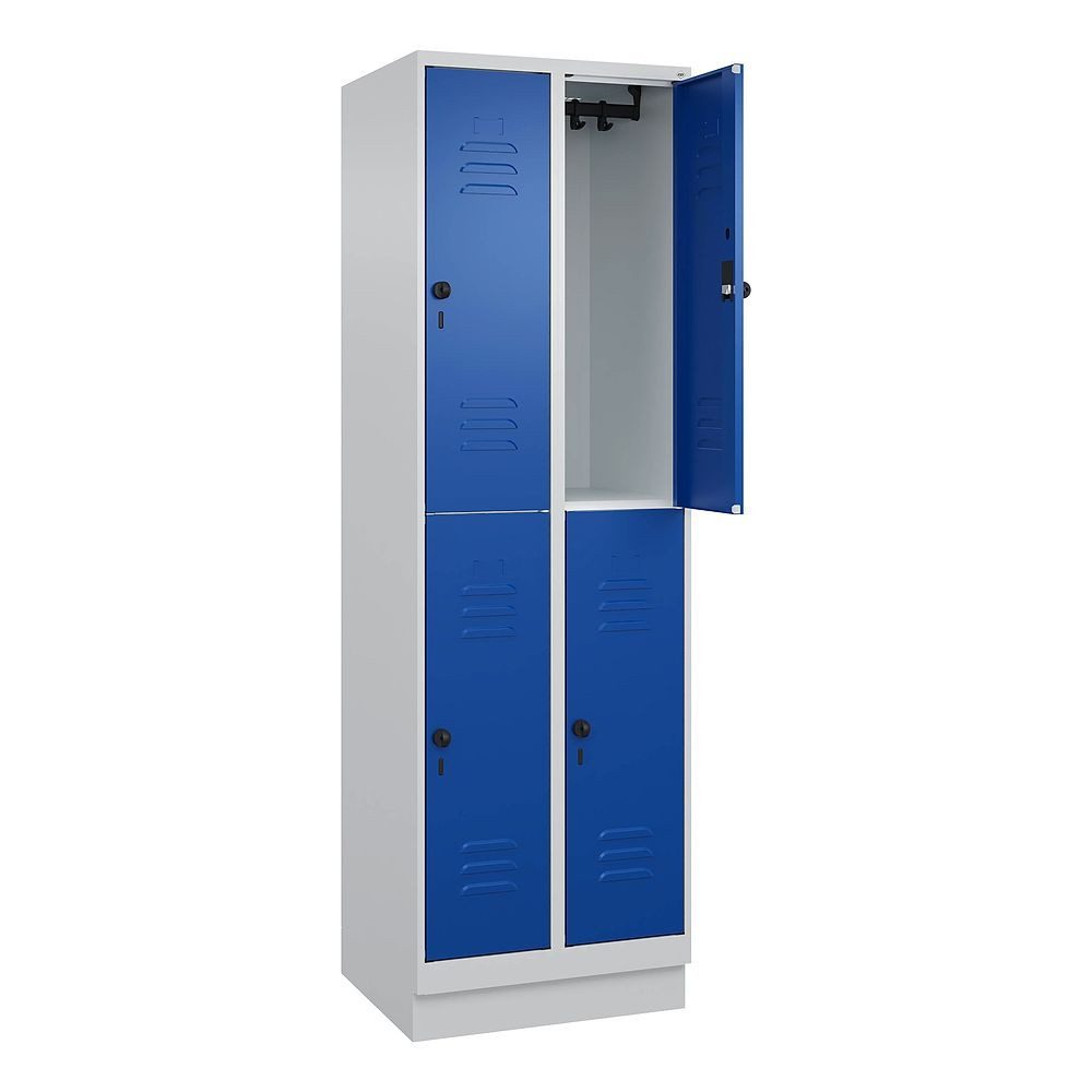C+P Garderobenschrank Doppel-Garderobenschrank Classic Plus, Abteilbreite 30 cm, mit Sockel Sicherheits-Drehriegel, kein Aufbrechen durch Überdrehen