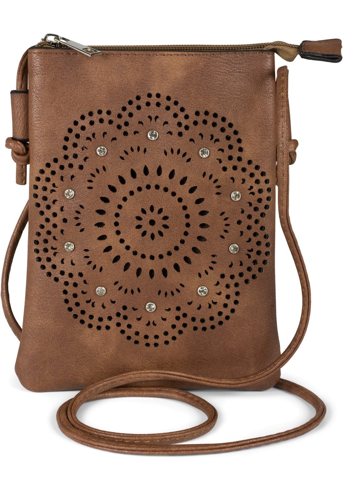 Mini Bag Mini Umhängetasche Blumen Cutout und Strass