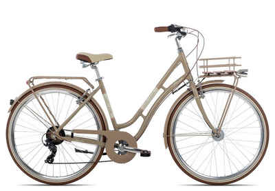 Maxim Cityrad La Vita, 7 Gang Shimano Tourney 7 Schaltwerk, Kettenschaltung, Citybike braun/beige