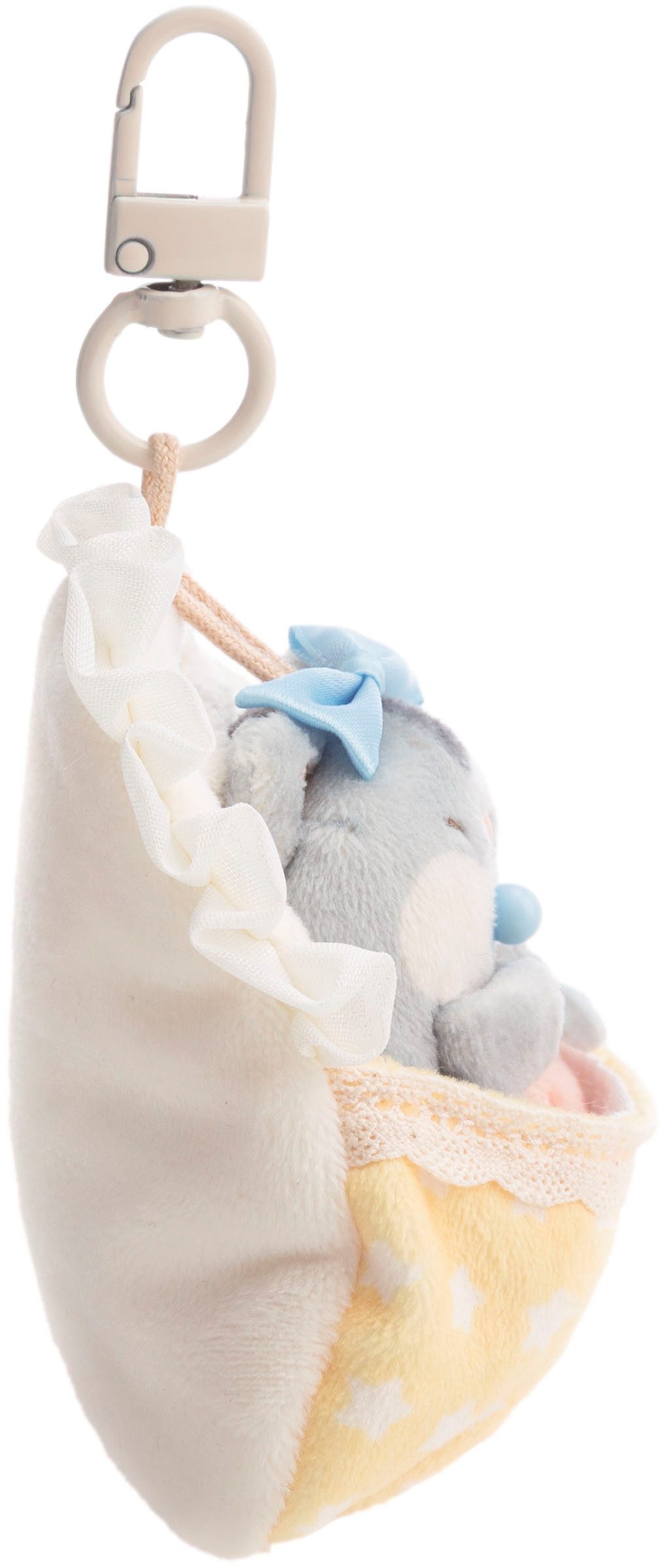 Nici Kuscheltier mymochi, Set Hamster Shai 7cm mit Rassel & Bettchen mit Karabiner (Set), in Geschenkbox