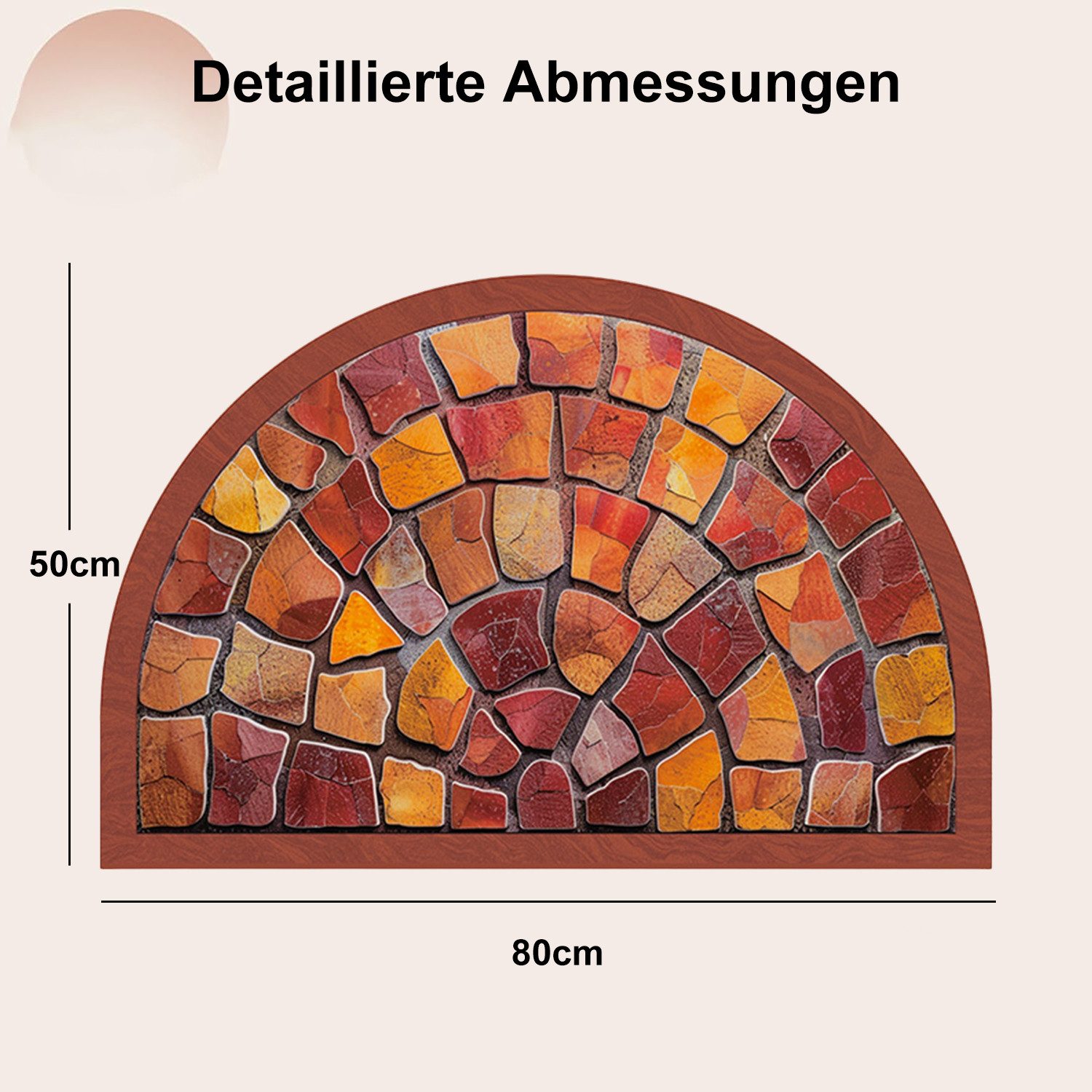 Refined Living Fußmatte Halbrunde Fußmatte 50 x 80 Türmatte Willkommensmatt günstig online kaufen