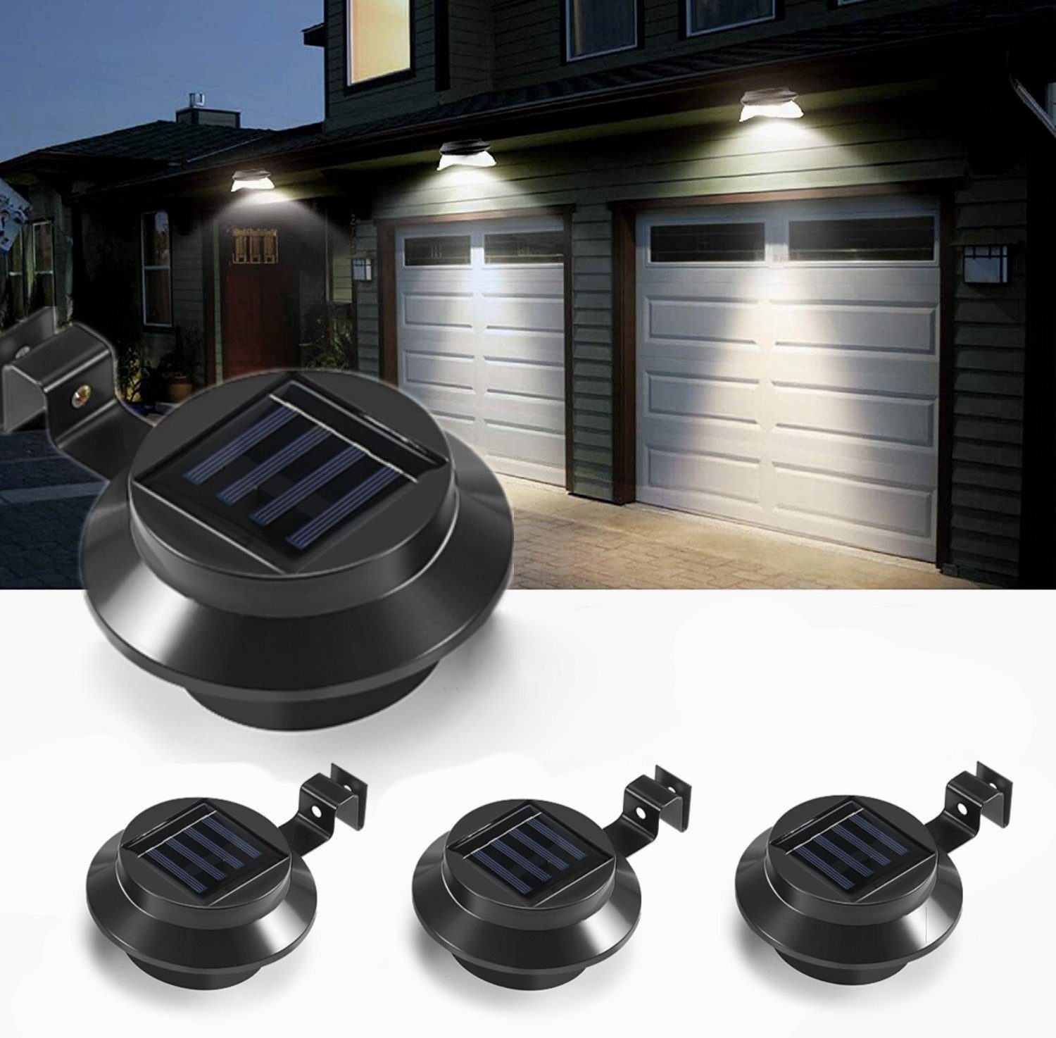iscooter Dachrinnenleuchten 3/6er LED Solarlicht Dachrinnenleuchte LED Außen, Kaltweiß, Aussen Solarleuchten fest Licht Beleuchtung integriert, LED für Wegeleuchte Garten Zaunleuchte