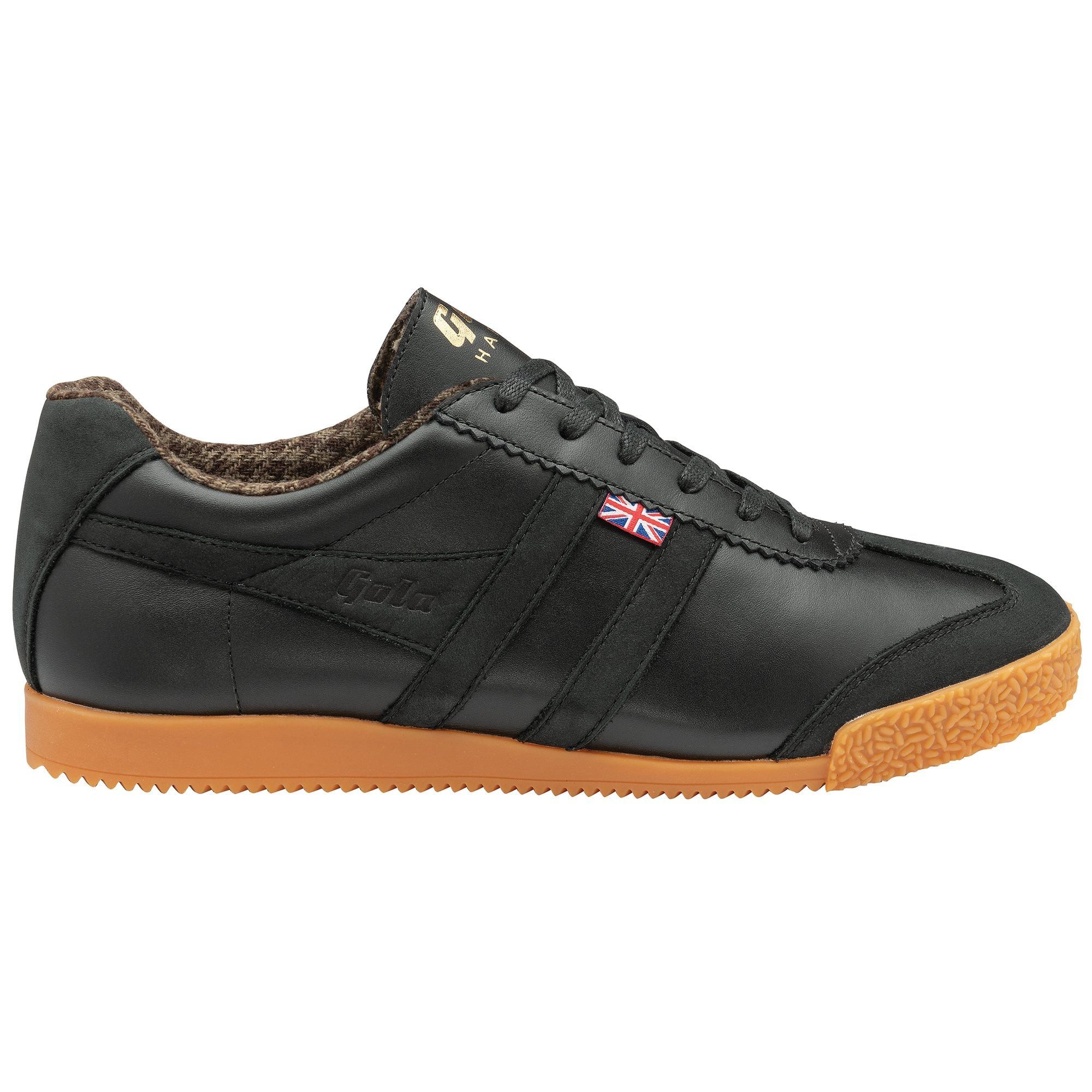 Gola Harrier Tweed (edle Vollederausführung) - Made in England - schwarz Sneaker