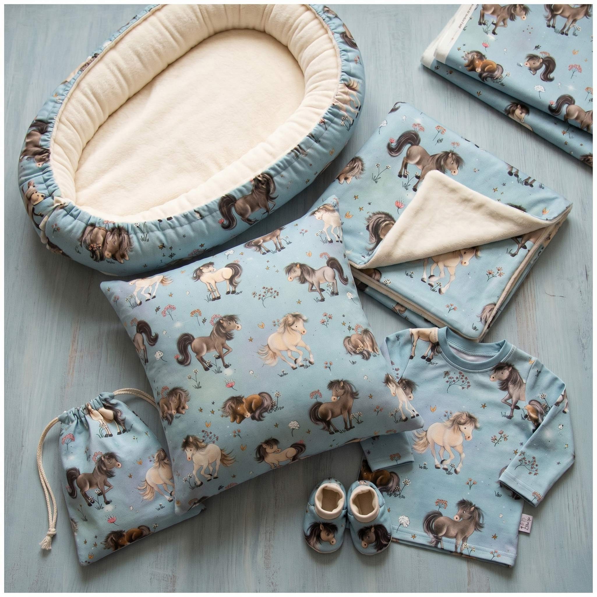 maDDma Stoff Swafing Baumwollstoff Pferde Meterware für Kinderkleidung & Deko 150cm – Bild 5 von 5