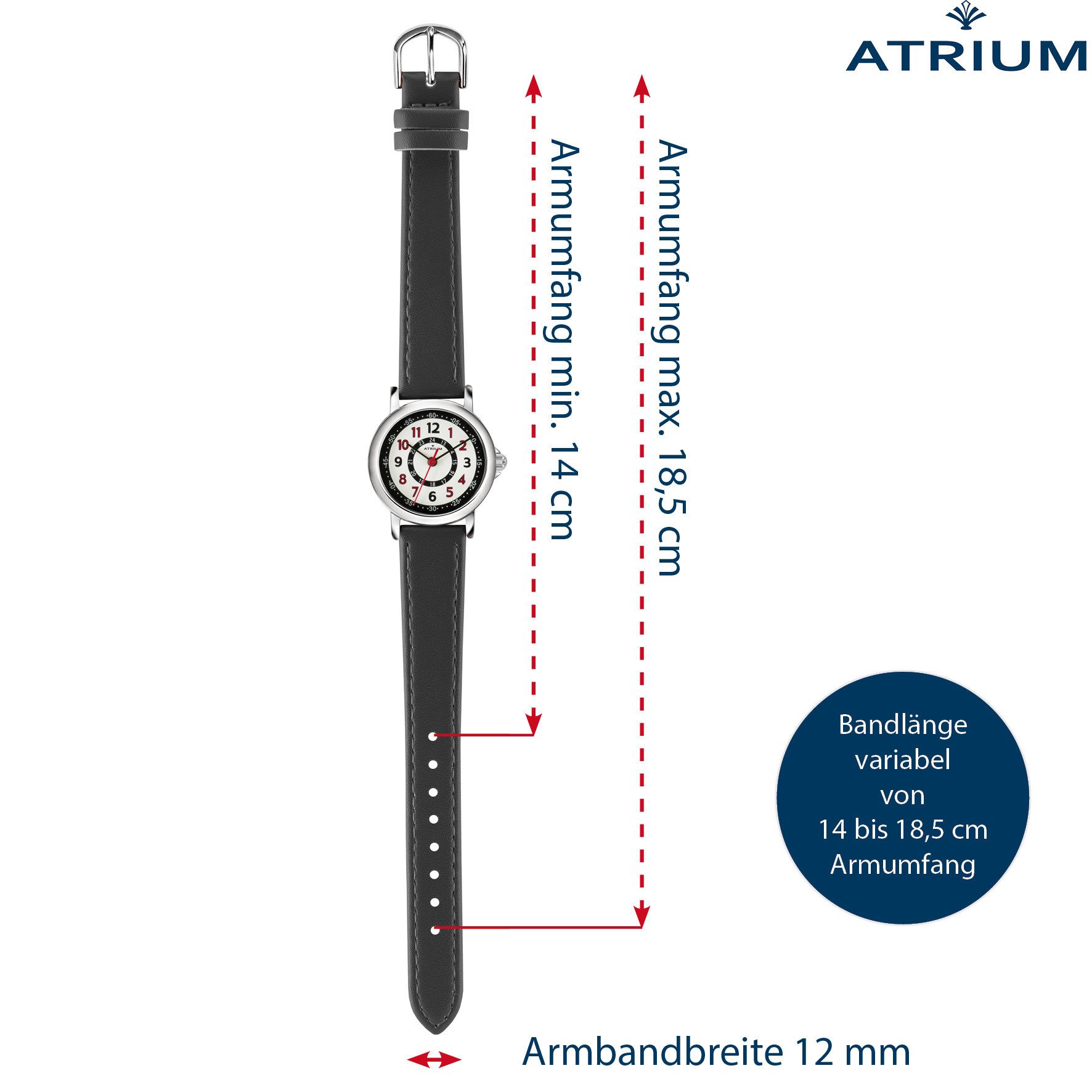 Atrium Quarzuhr A31 Kinder Armbanduhr, analog bunt deutlich Uhrzeit lernen Geschenkidee Ø 27mm