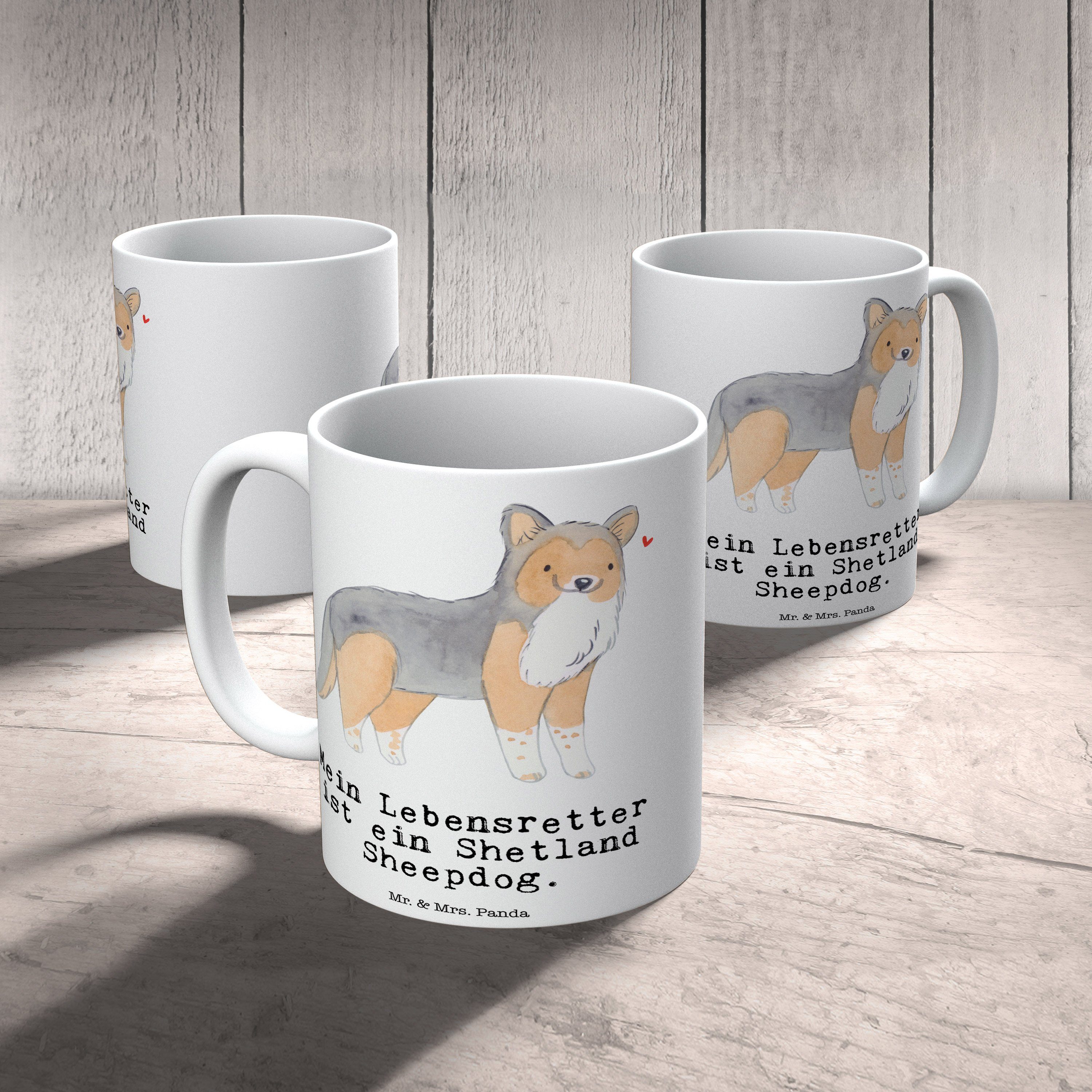 Panda Geschenk, Keramik Tass, Lebensretter Weiß Tasse Sheepdog Mrs. - Hund, - & Shetland Mr. Geschenk