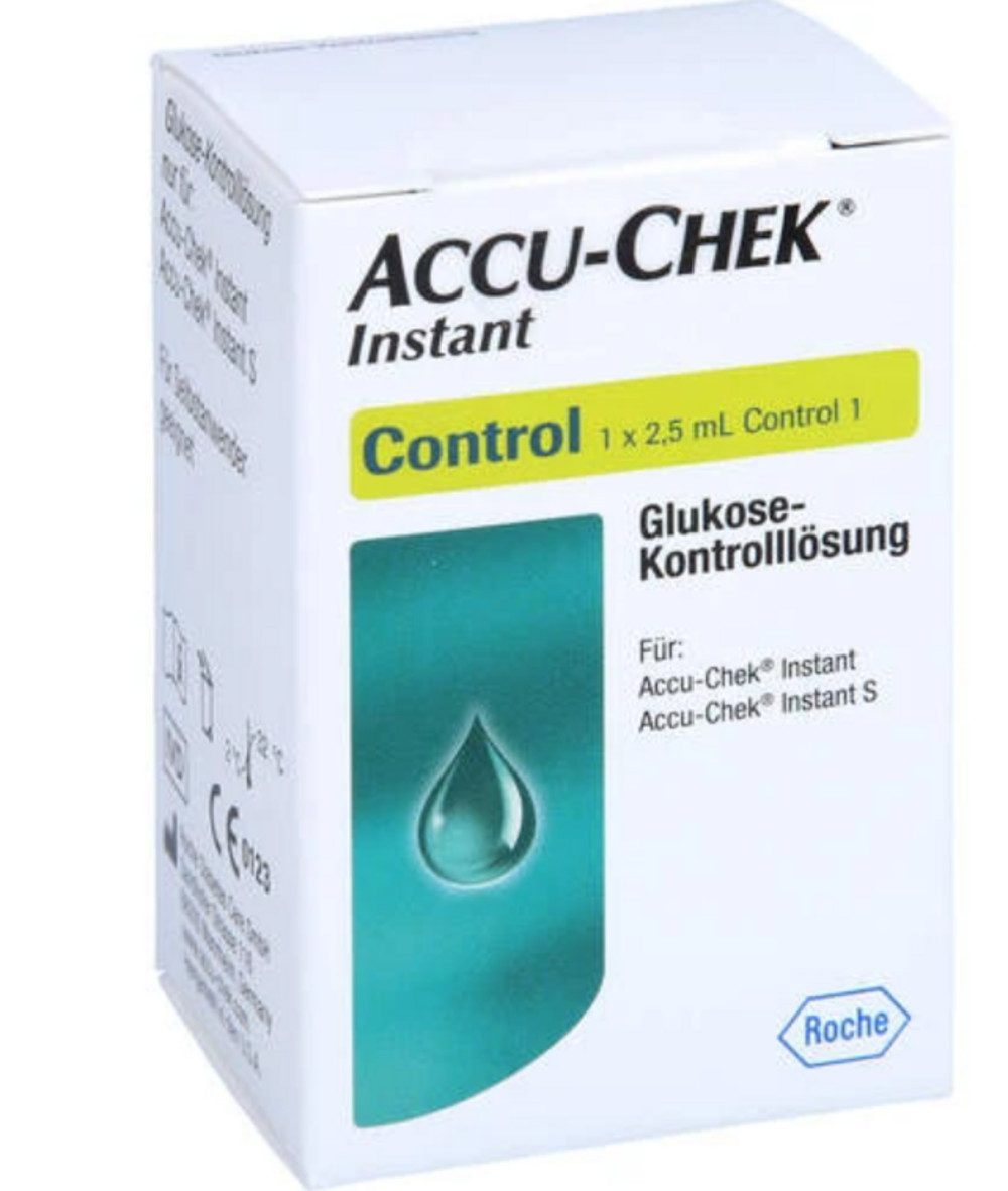 Roche Blutzuckermessgerät Accu-Chek Instant Kontroll-Lösung 2,5ml, Glucoselösung, Kontrolllösung für Blutzuckergeräte, Diabetes Teststreifen prüfen