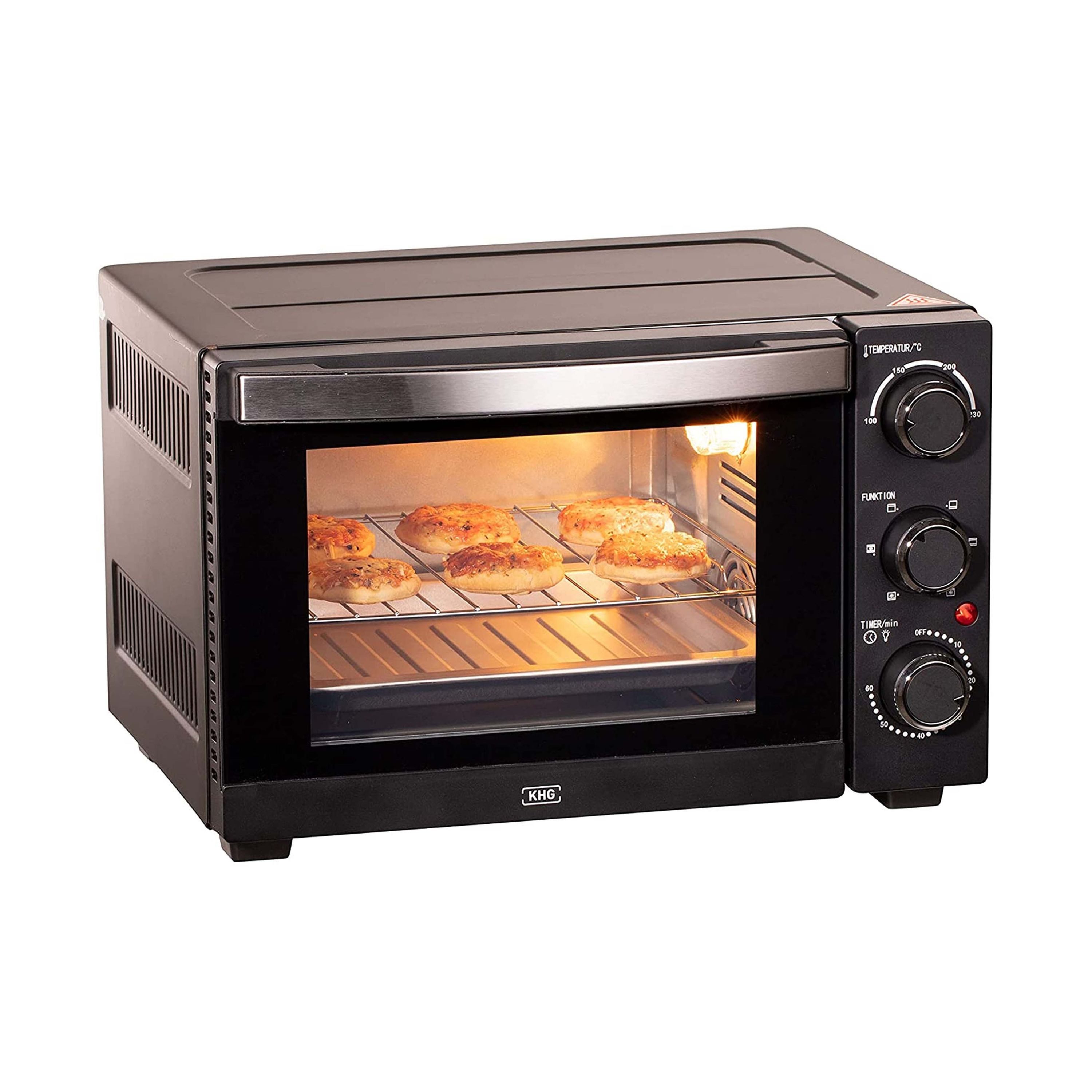KHG Minibackofen Minibackofen MBO-15S in schwarz mit Umluft, Ober-/Unterhitze, Umluft, Ober-/Unterhitze, Brotbackofen, inkl. 6 Funktionsstufen
