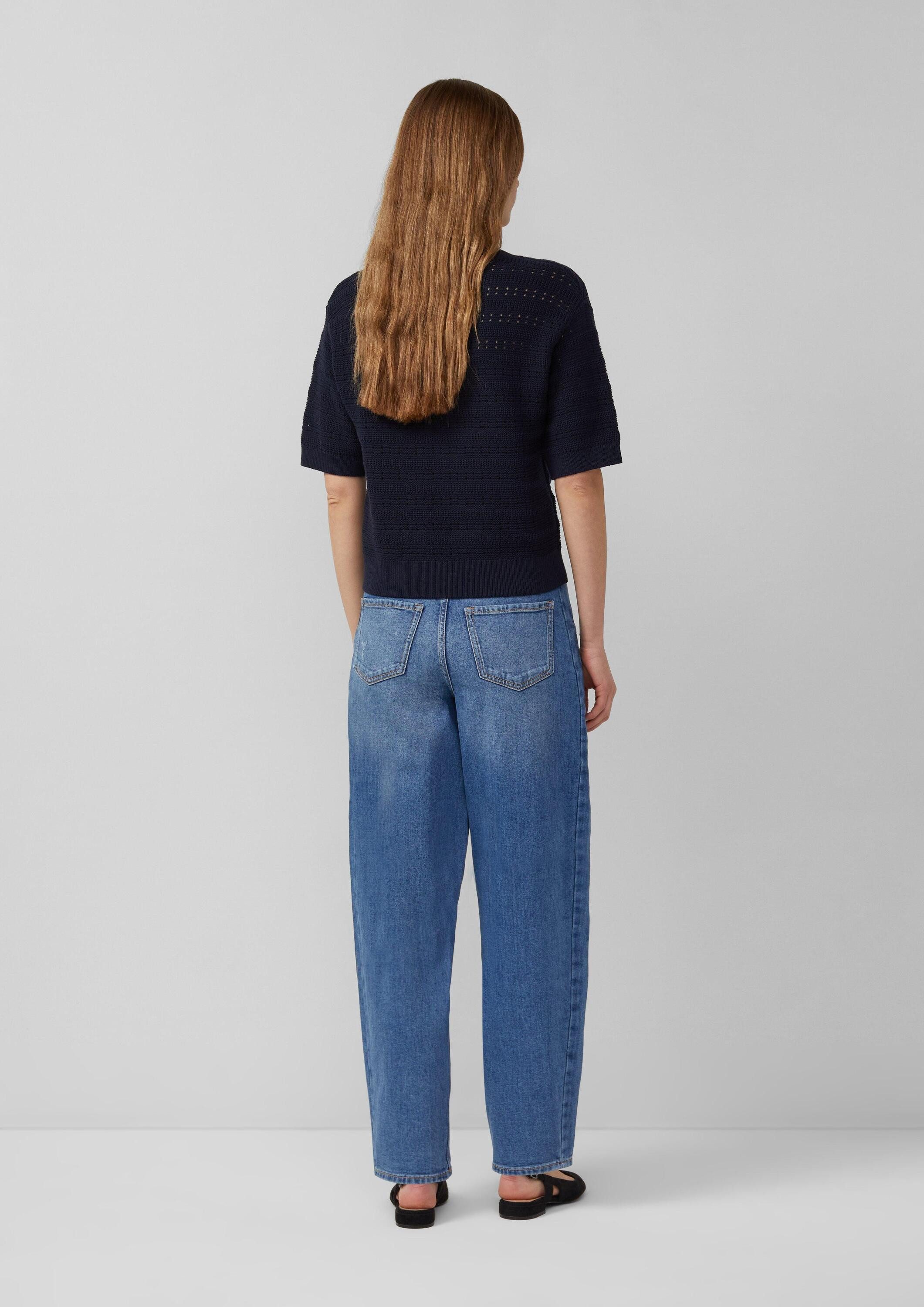 s.Oliver Kurzarmpullover Strickpullover Ajour-Pullover mit Halbarm