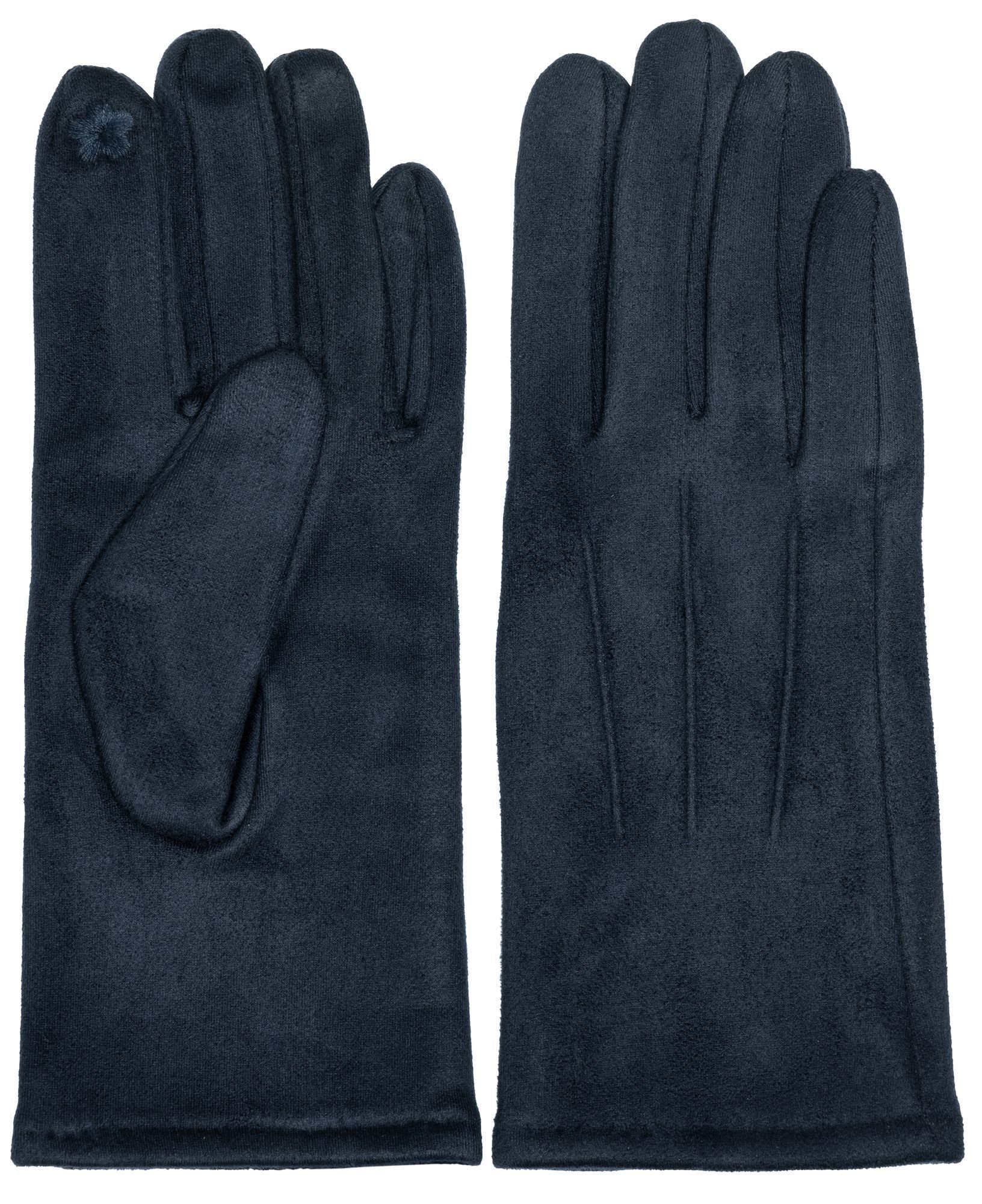 Caspar Strickhandschuhe GLV014 klassisch elegante uni Damen Handschuhe mit 3 Nähten dunkelblau