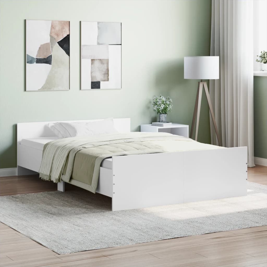 vidaXL Bett, Bettgestell mit Kopf- und Fußteil Weiß 120x190 cm günstig online kaufen