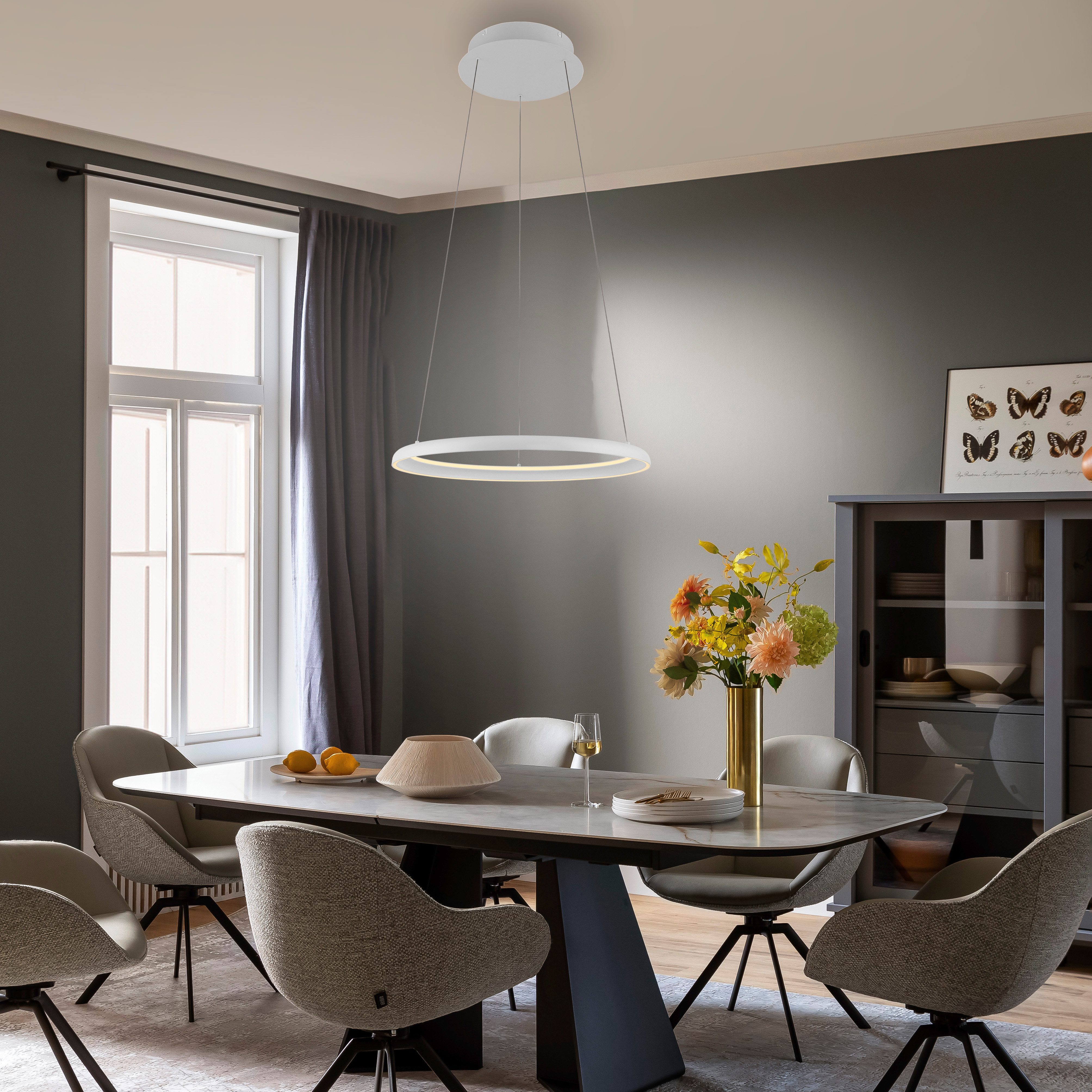 SCHÖNER WOHNEN-Kollektion LED Pendelleuchte QUILLO, Dimmfunktion, LED fest integriert, Warmweiß, SCHÖNER WOHNEN Kollektion, SimplyDim, Memoryfunktion, Comfort-Lift
