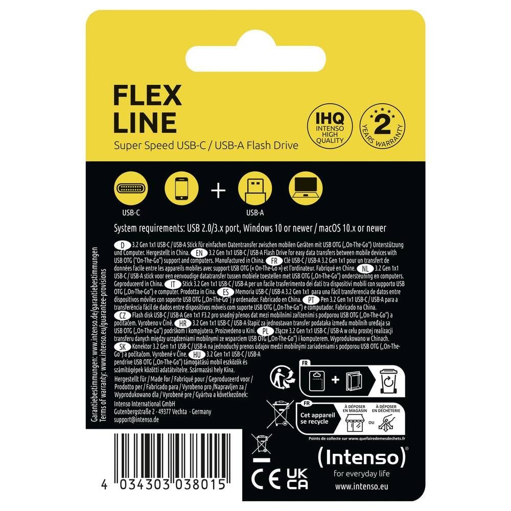 Intenso Flex Line USB-Stick Retail 256 GB Schwarz USB-A (USB 3.2 Gen 1), USB-Stick