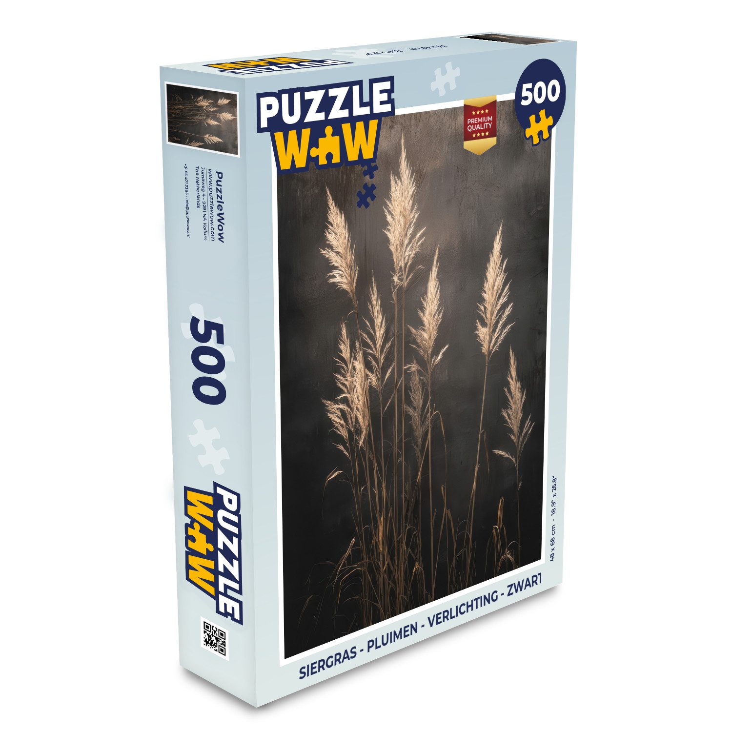 MuchoWow Puzzle Ziergras - Federn - Beleuchtung - Schwarz, 500 Puzzleteile, Foto-Puzzle, Bilderrätsel, Puzzlespiele, Spielzeug