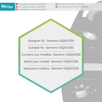 McFilter HEPA-Filter Filter 2x passend für Siemens VSQ5X1230 Q5.0 Extreme Silence Power, Staubsauger, passgenau, schwarz, wie 00577303
