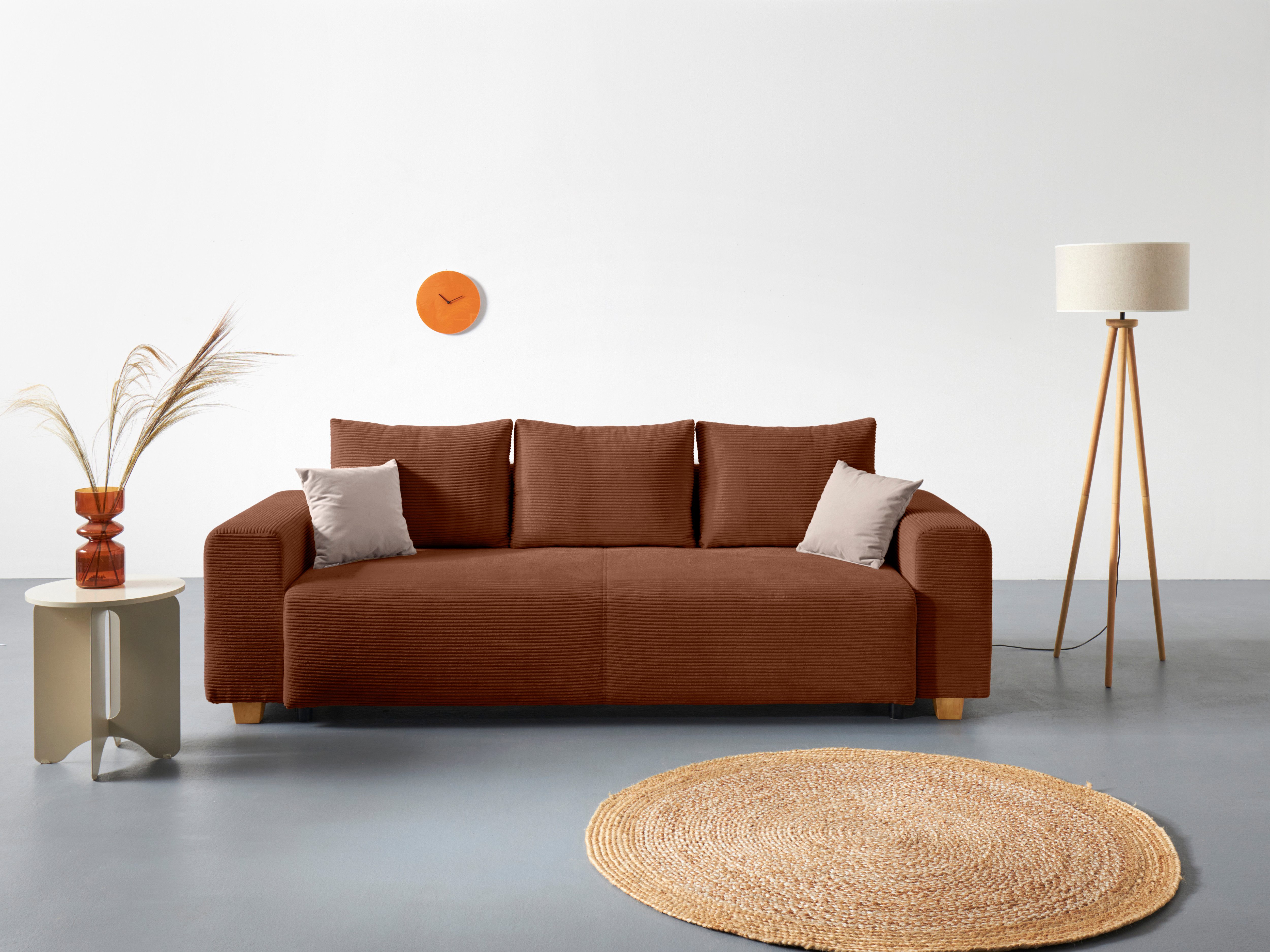 COLLECTION AB Schlafsofa Yves, Liegefläche (B/T): 142/194 cm, inkl. Bettfunktion, Bettkasten, Federkern & Zierkissen