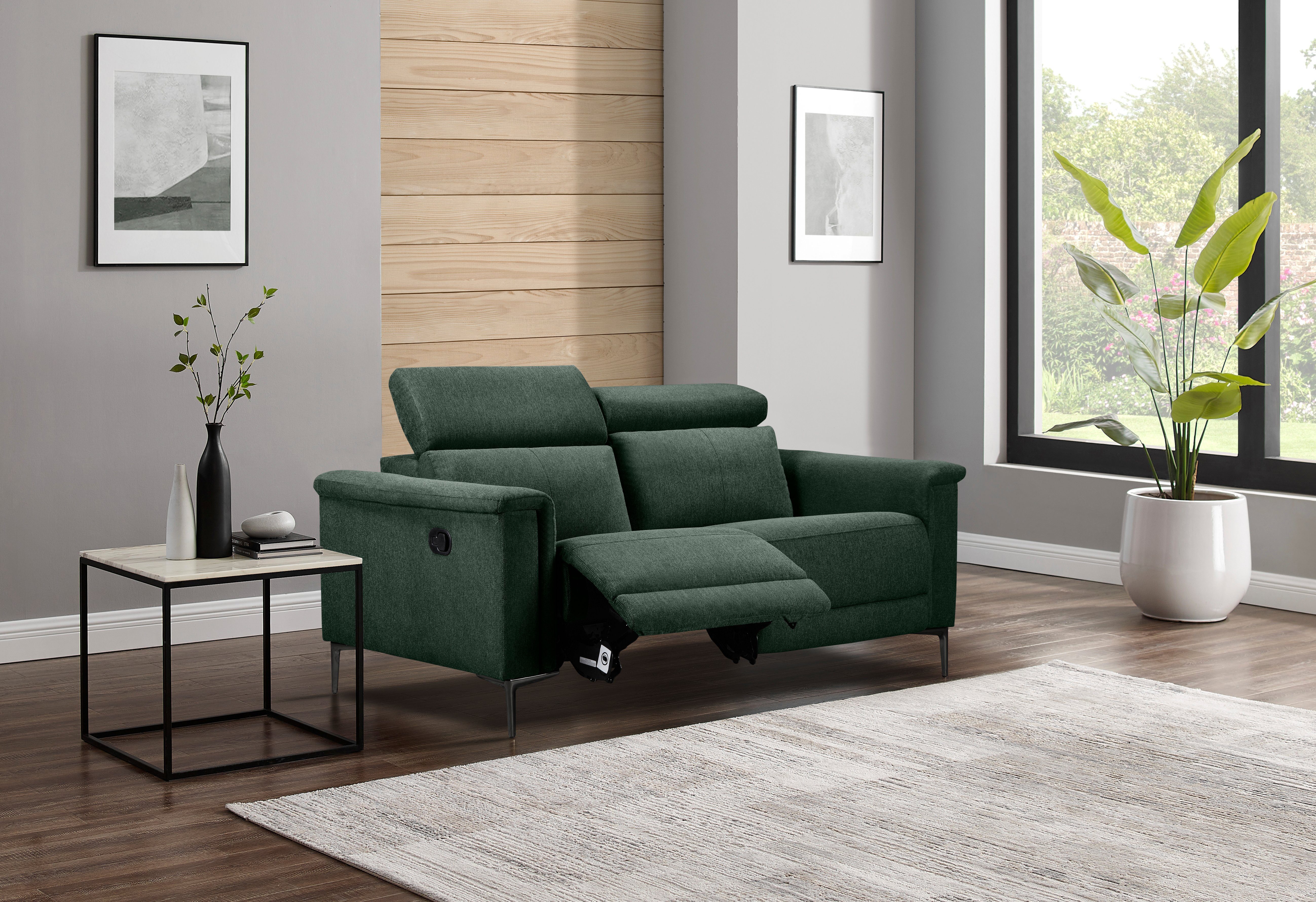 OTTO home 2-Sitzer LUND,Struktur-Bezug, 160 cm, mit Relaxfunktion und Kopfteilverstellung, manuell od. elektrisch (m.USB-C), Federkern