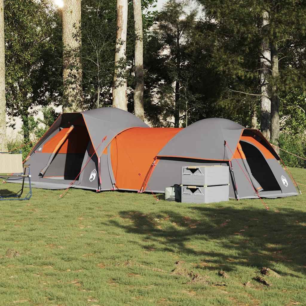 Faltzelt Campingzelt Doppelzelt 287x280x158 cm Grau-Orange