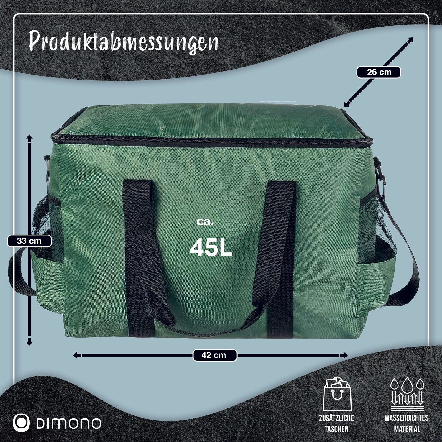 Goods+Gadgets Thermobehälter Kühltasche wasserdicht Thermobehälter Isoliertasche Camping & Picknick, Polyestergewebe, (XXL, Isotasche), Camping-Tasche Wärmetasche