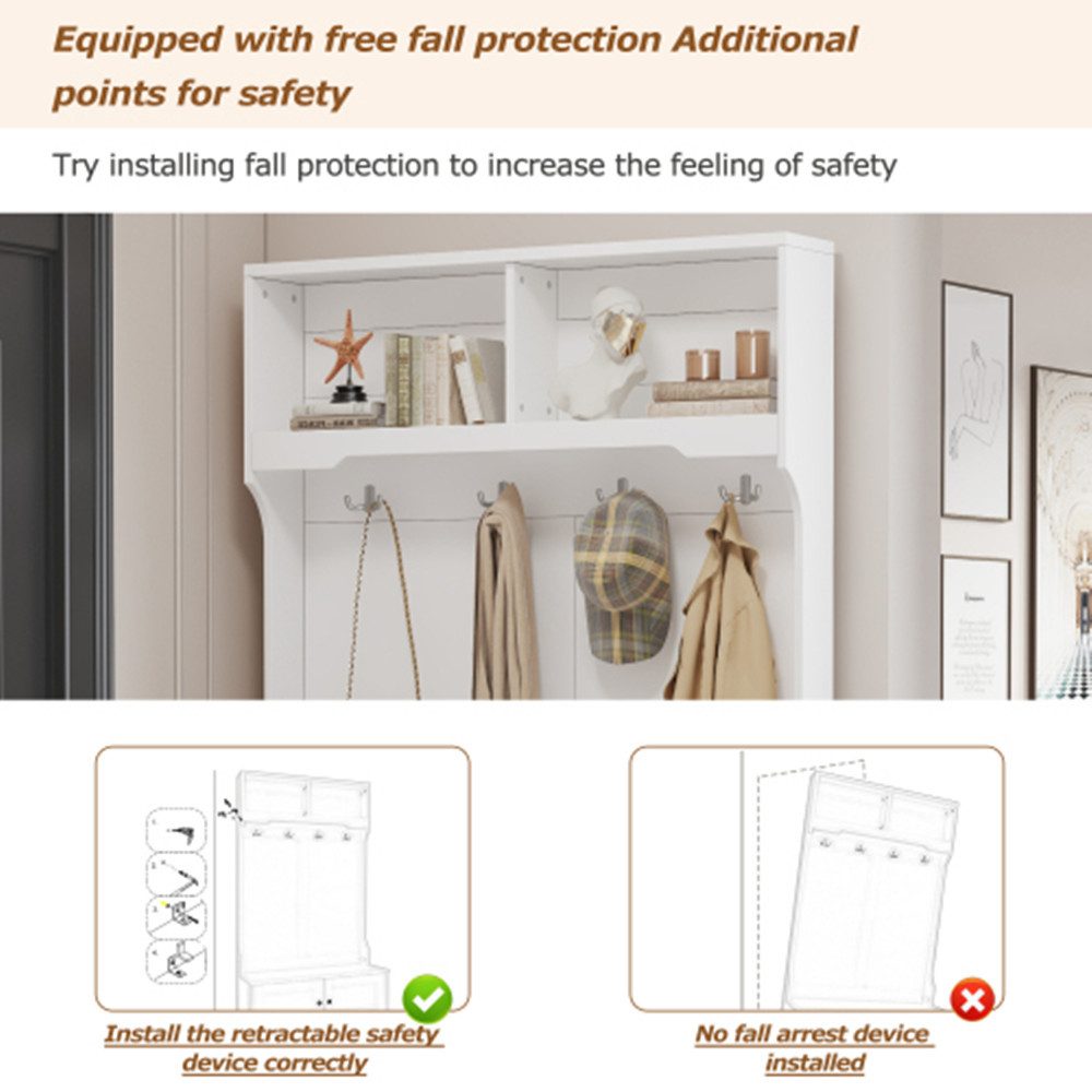 XDeer Garderobenständer Garderobenständer,Eingangsschrank,Kleiderständer mit Stauraum an der, der Unterseite des Sitzes mit 4 Haken Aufbewahrung - Garderobe