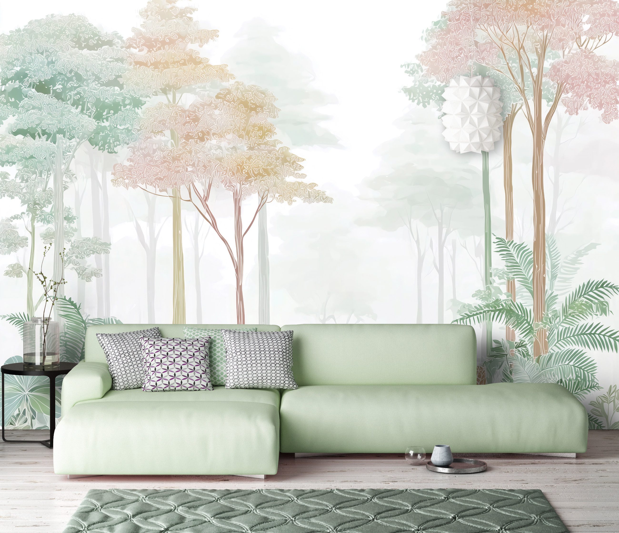 Wallarena Fototapete Wald Grün Orange Natur günstig online kaufen