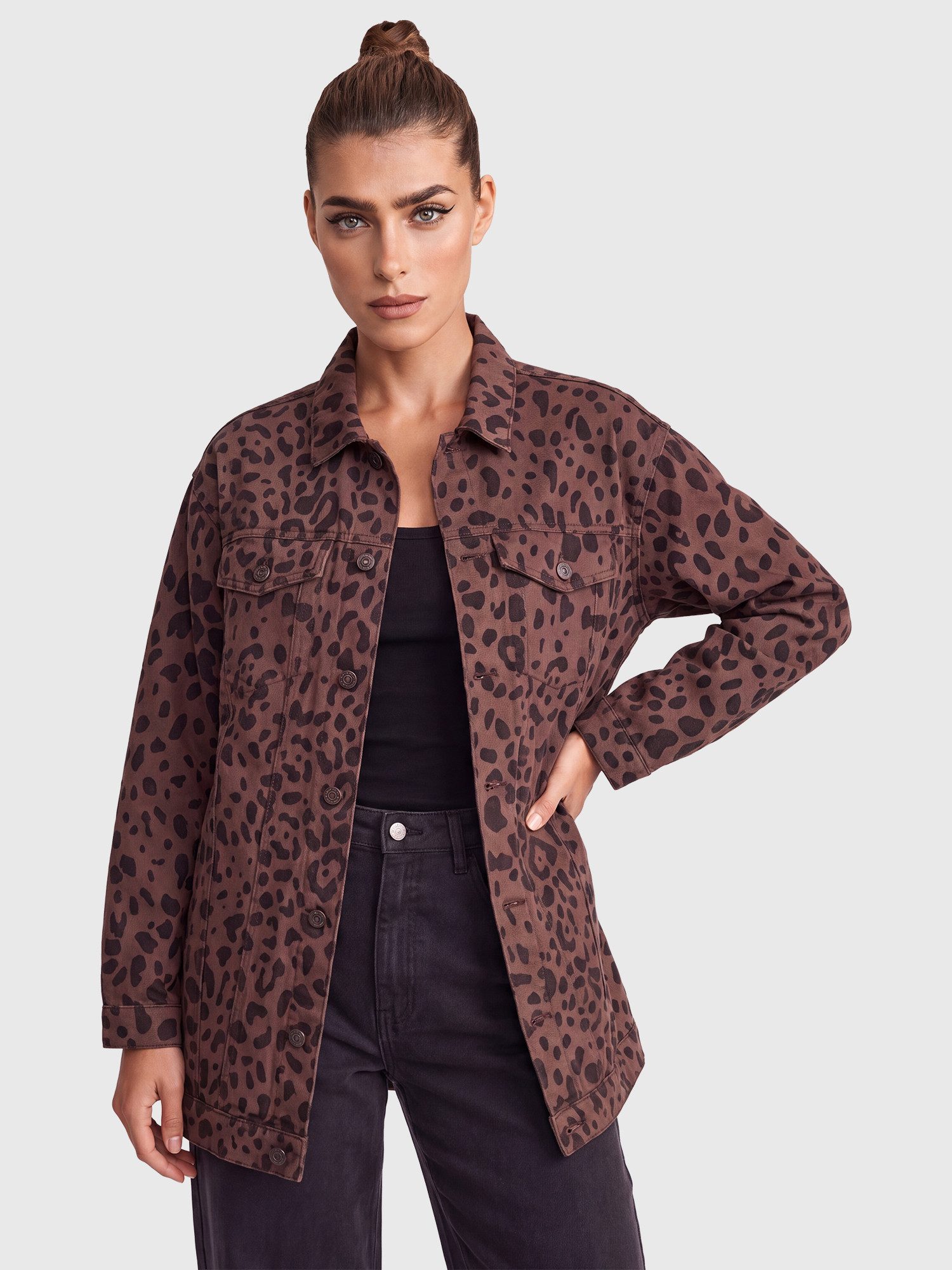 Apart Outdoorjacke mit Allover-Leo-Dessin