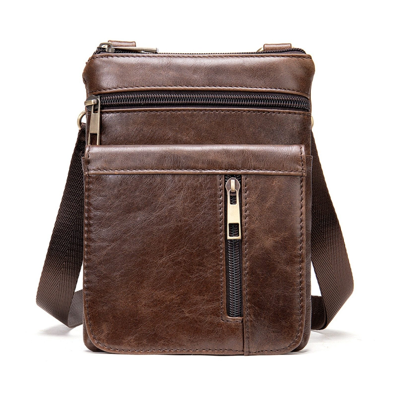 YUBRO-STUDIO Messenger Bag Herren Leder Umhängetasche Echtleder Crossbody V günstig online kaufen