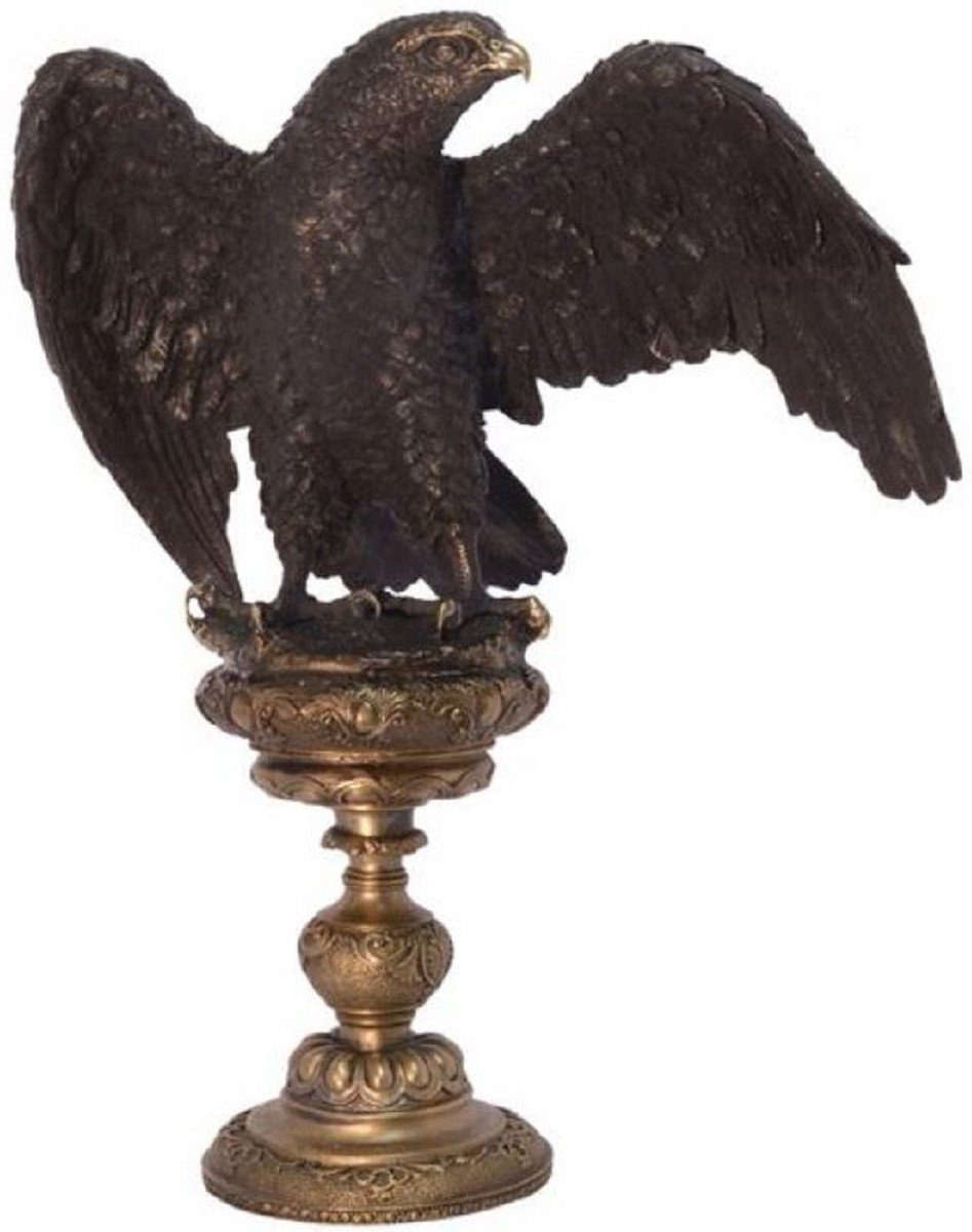 37,7 cm Bronze Schwarz Art Dekofigur Padrino Bronzefigur Grau - x 22 H. - Sockel x / Skulptur Accessoires 34 auf Deko - Casa Deco Dekofigur Adler