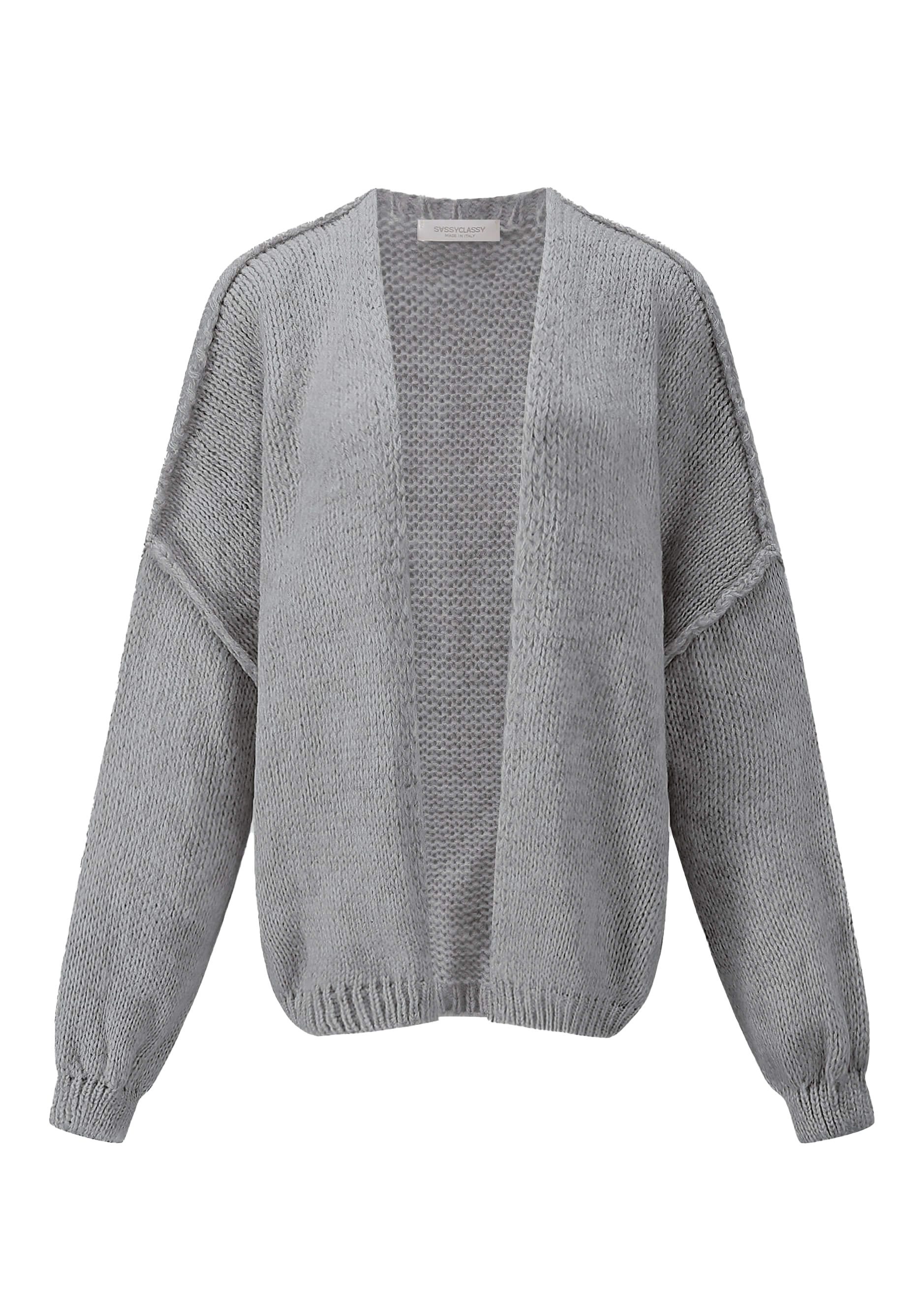 SASSYCLASSY Cardigan Lässiger Oversize Cardigan Damen mit Außennähten Offen günstig online kaufen