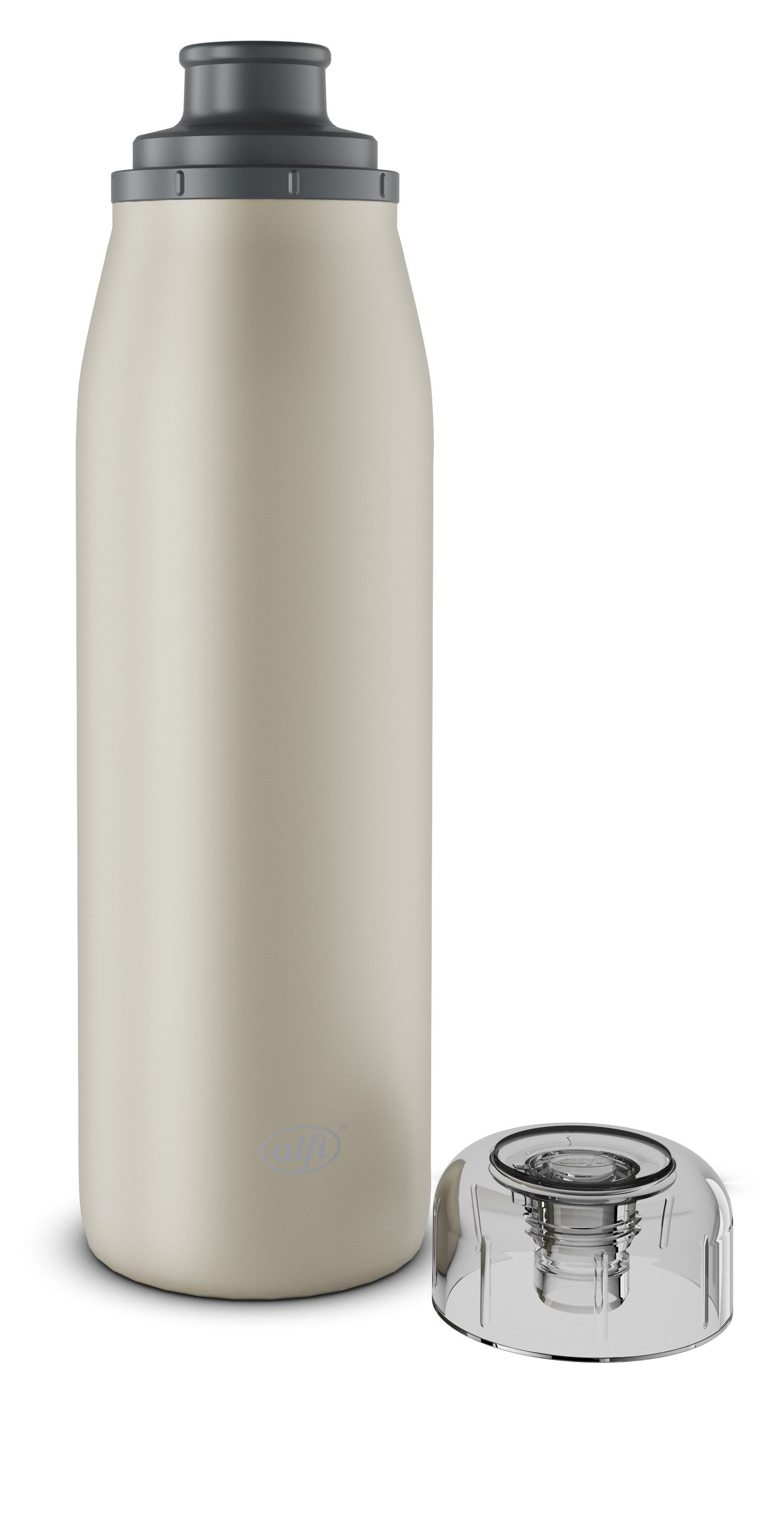 Alfi Isolierflasche ISO BOTTLE, Edelstahlkörper, spülmaschinenfest, 0,5l, 12h heiß & 24h kalt, Trinköffnung mit konsistentem Trinkfluss
