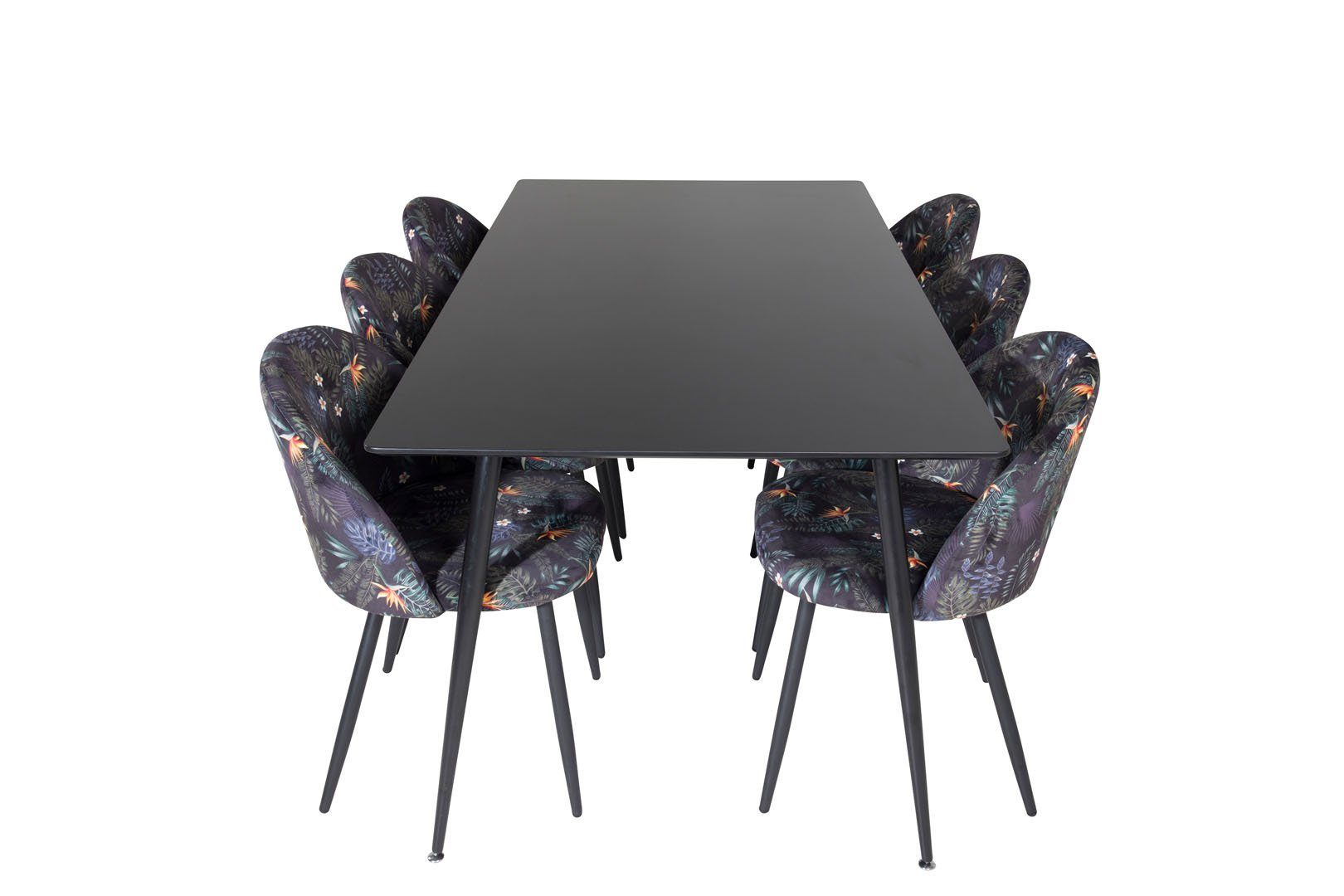 ebuy24 Essgruppe SilarBL180 Essgruppe Esstisch schwarz und 6 Velvet, (7-tlg)