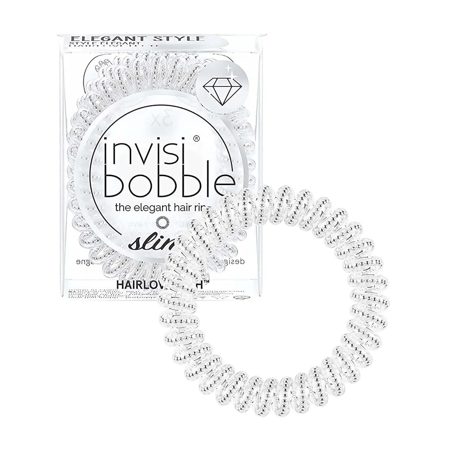 invisibobble Spiral-Haargummi nvisibobble Slim Haargummi Chrome 3 Stück dünn Silber Metallic