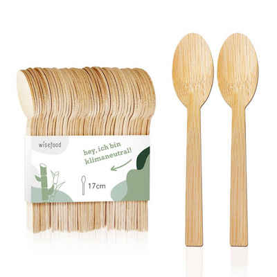 wisefood Einwegbesteck-Set Bambus Löffel 17cm - Bambuslöffel Einweg (200-tlg), Bambus
