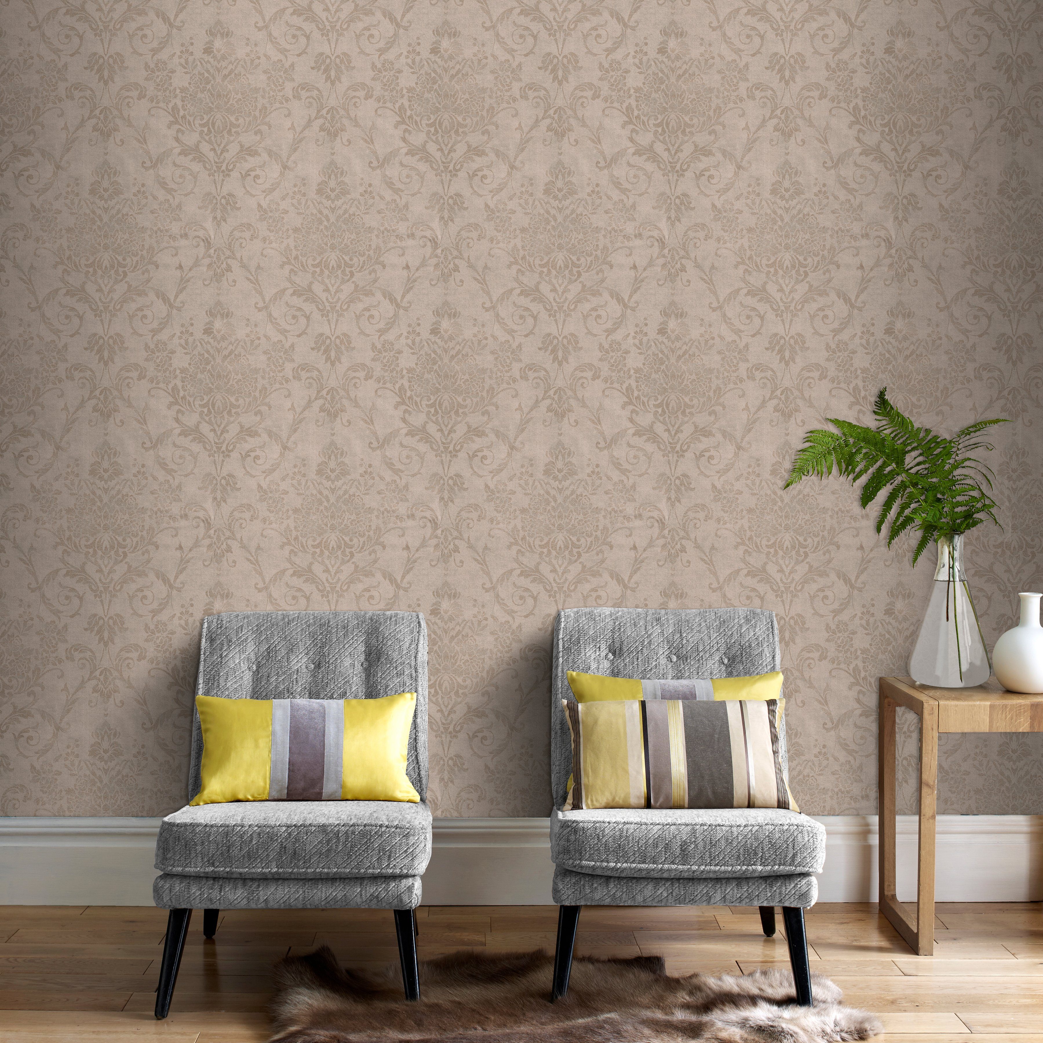 Superfresco Easy Vliestapete Versailles, glatt, geblümt, (1 St), Taupe - 10m x 52cm