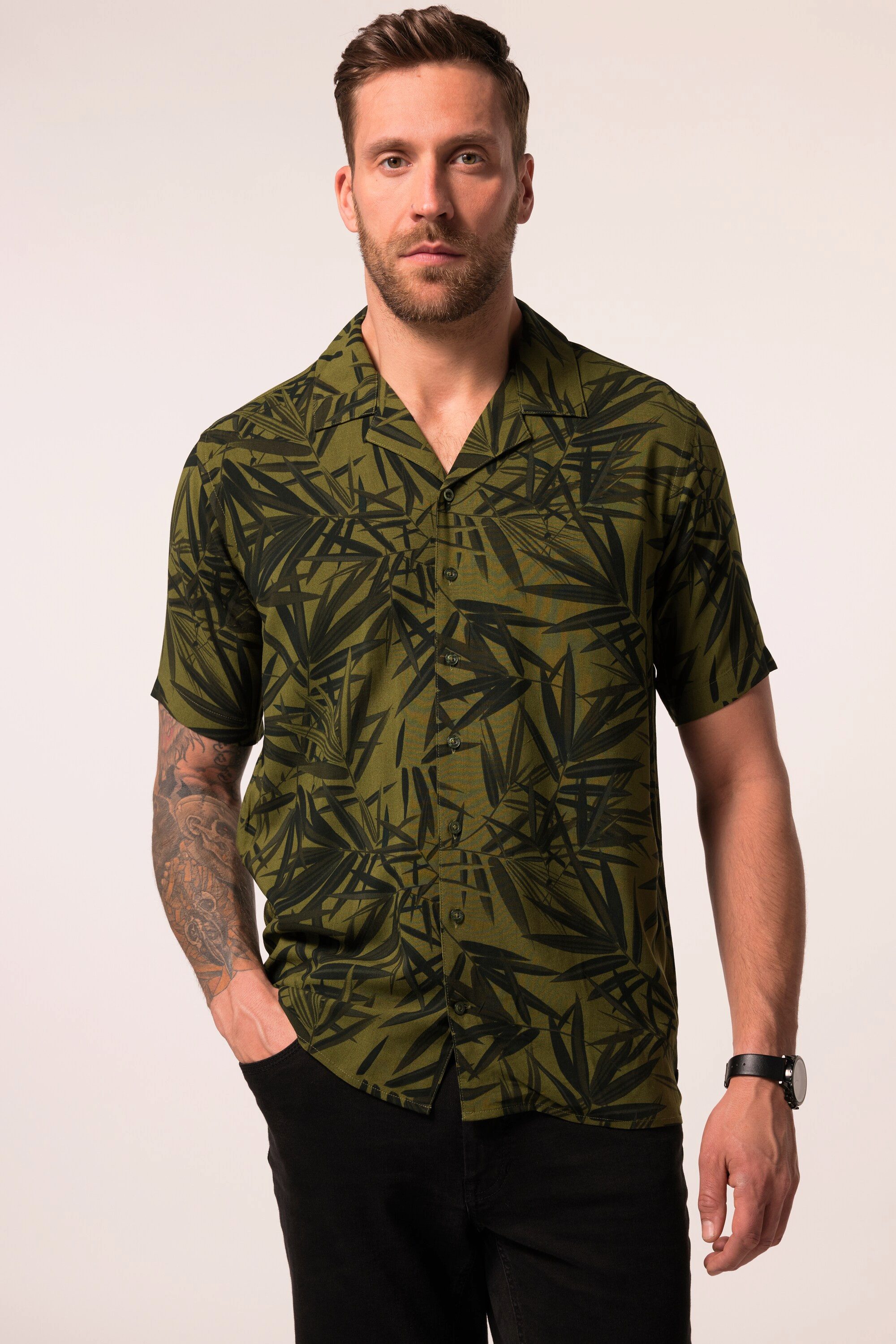 JP1880 Kurzarmhemd JP1880 Hemd Halbarm Alloverprint Kuba-Kragen günstig online kaufen