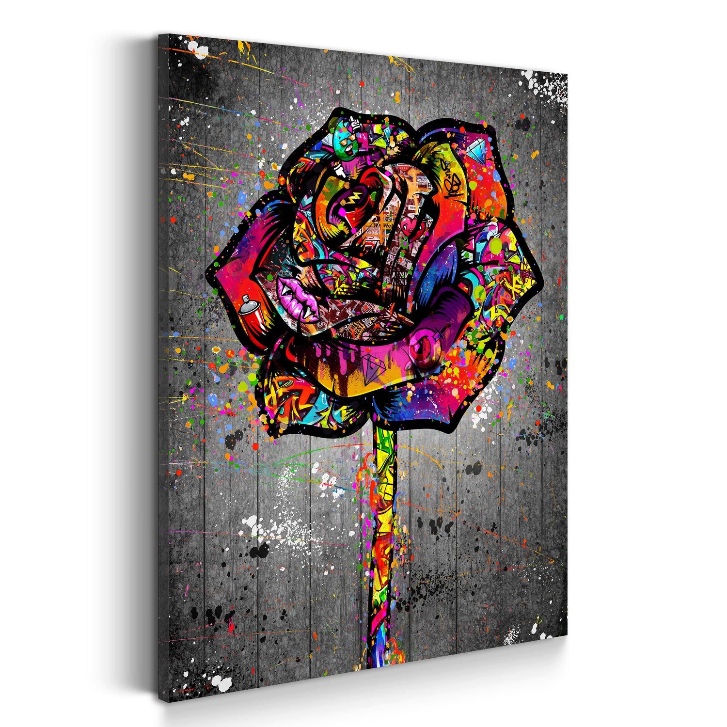 Leinwandbild Street Art Rose Wandbild Leinwandbild Kunst XXL Deko