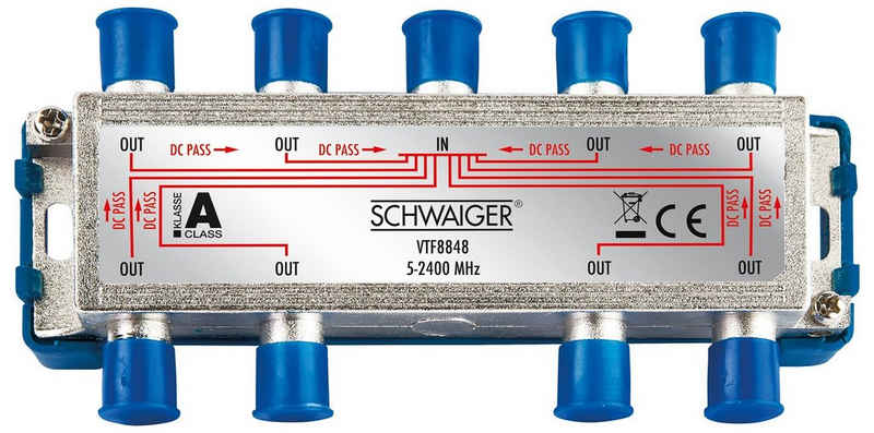 Schwaiger SAT-Verteiler »VTF8848 241« (verteilt ein Signal auf acht Teilnehmer), für Kabel-, Antennen- und Satellitenanlagen