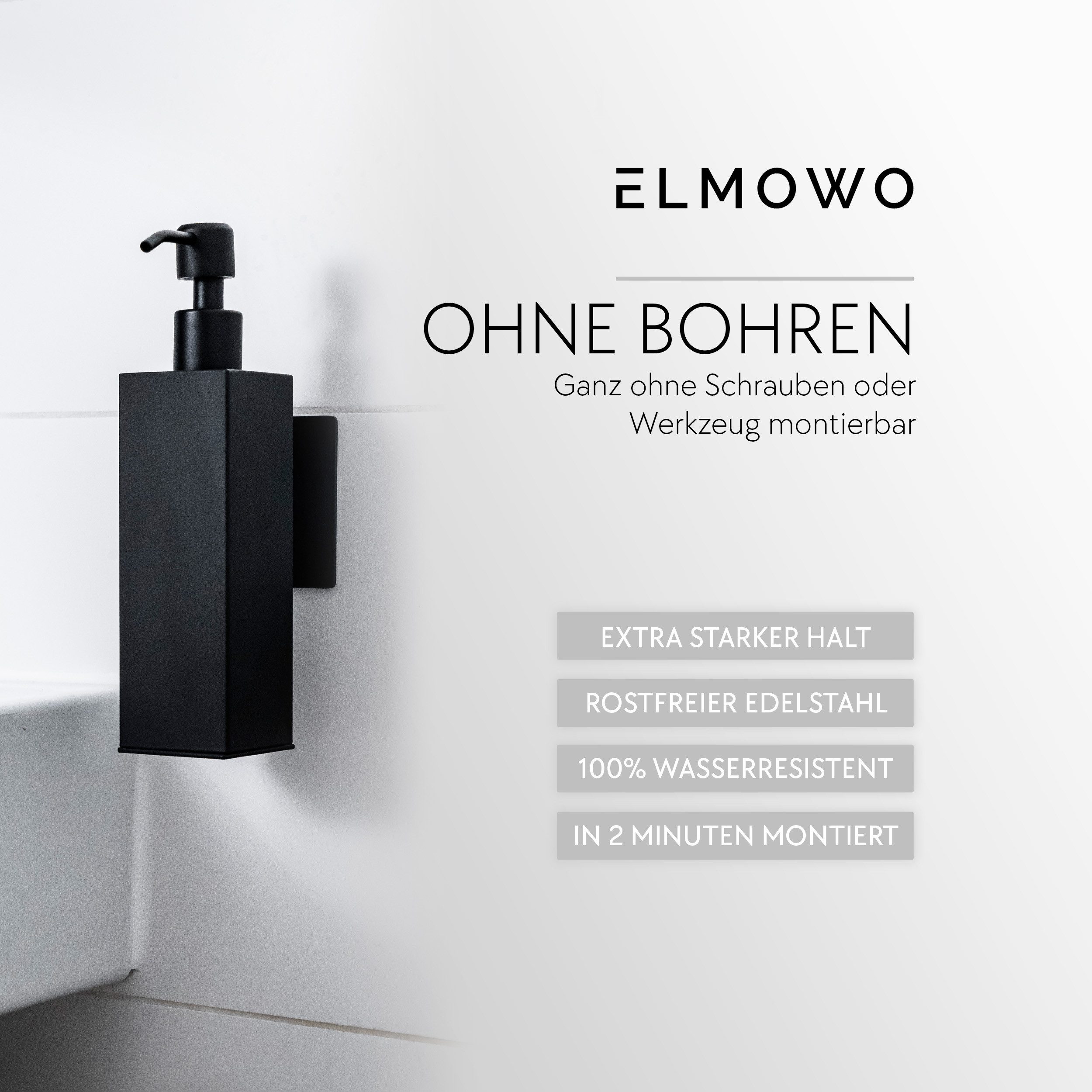 ELMOWO Seifenspender ohne Bohren 220ml Edelstahl für Wandmontage - Spender günstig online kaufen