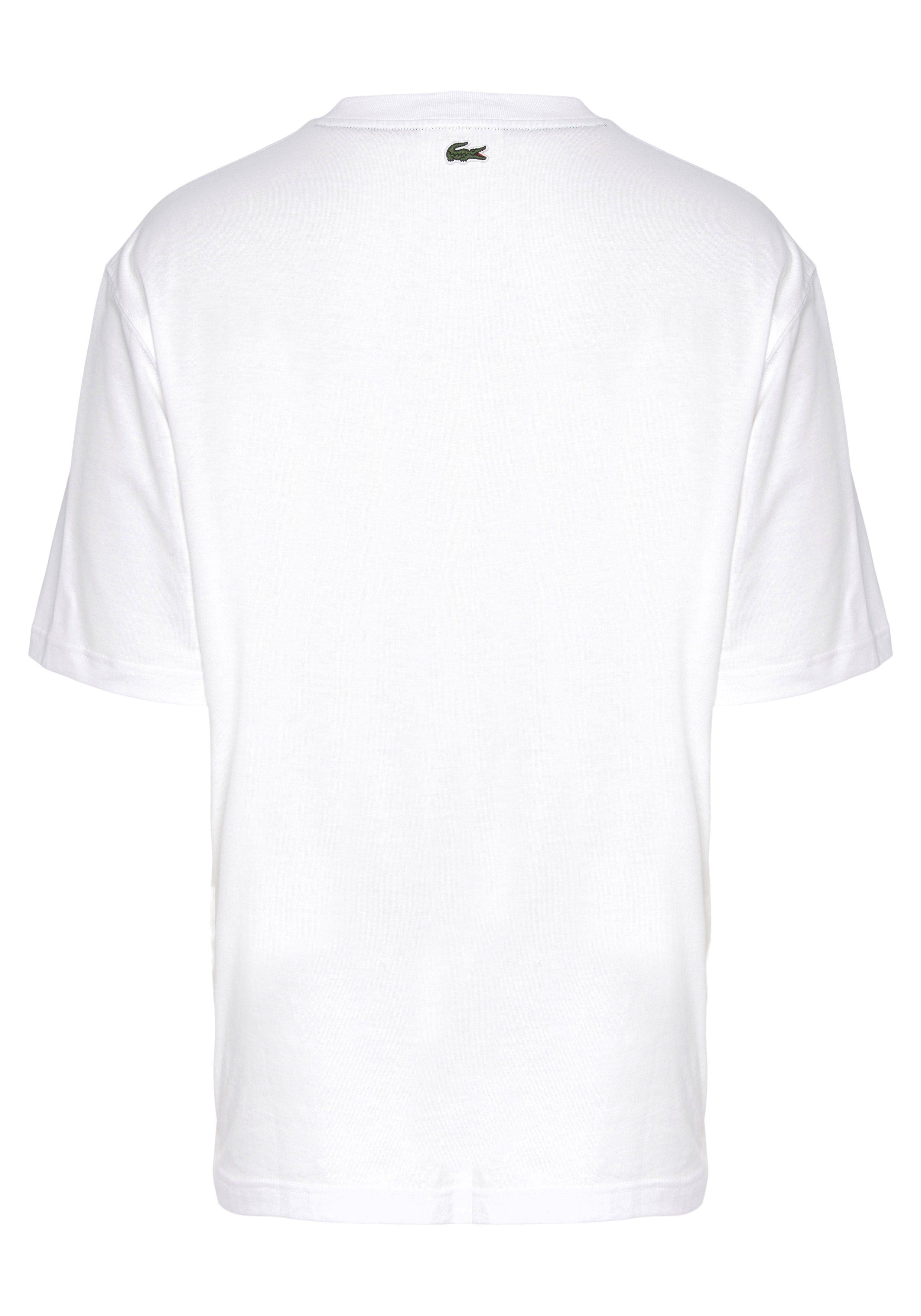 T-Shirt und T-SHIRT mit (001) Lacoste Stickerei WHITE Logodruck