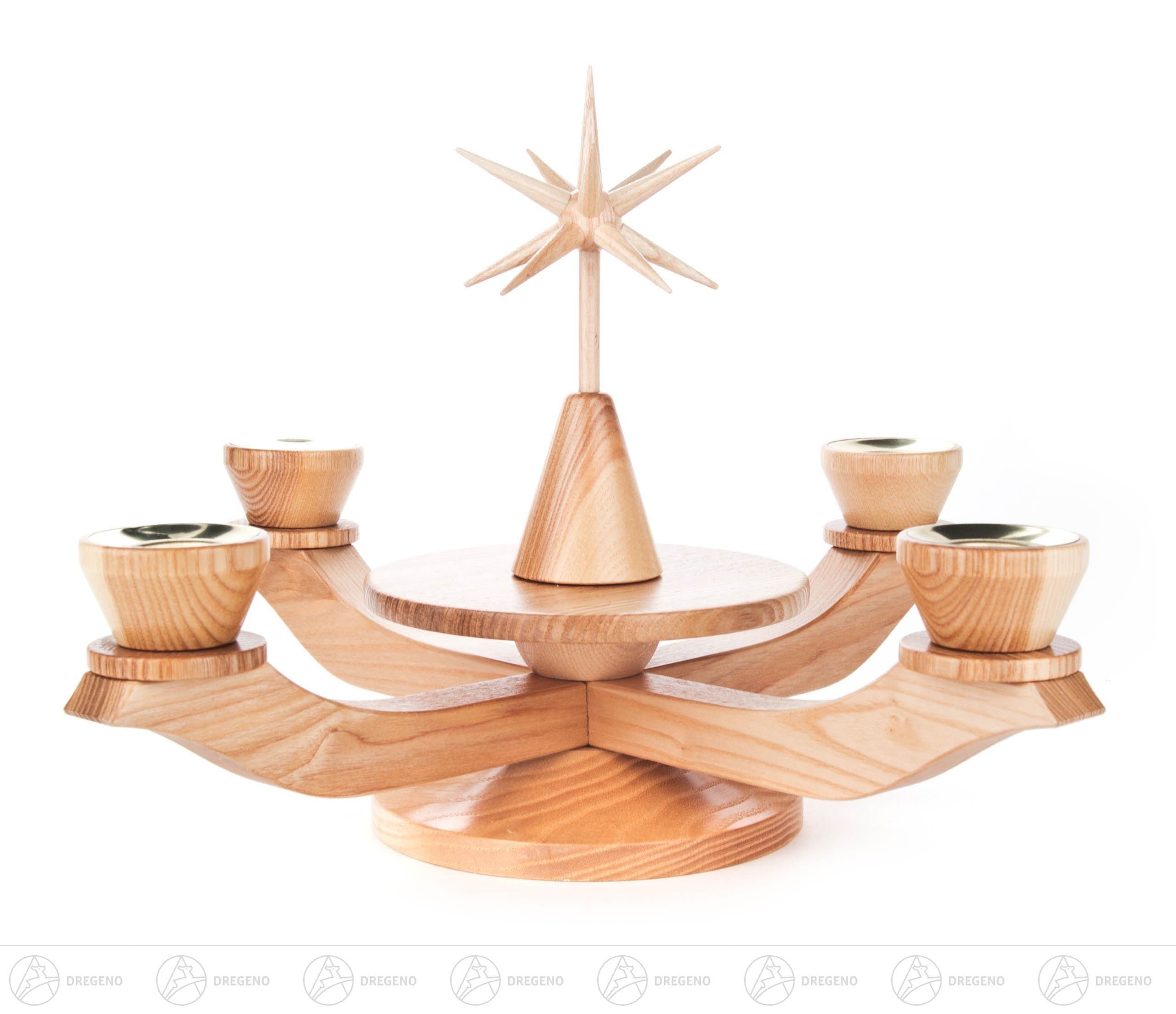 Dregeno Erzgebirge Рождественский подсвечник Рождественский подсвечник mit Stern, natur, für Kerzen d=22mm Breite x Höhe x