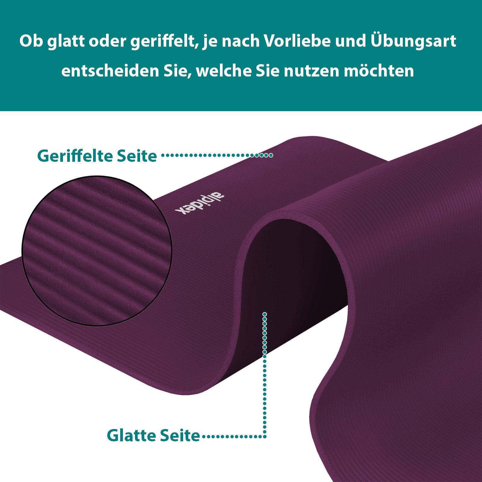 ALPIDEX Yogamatte ALPIDEX Yogamatte 183 x 60 x 0.8 cm – Bild 3 von 5